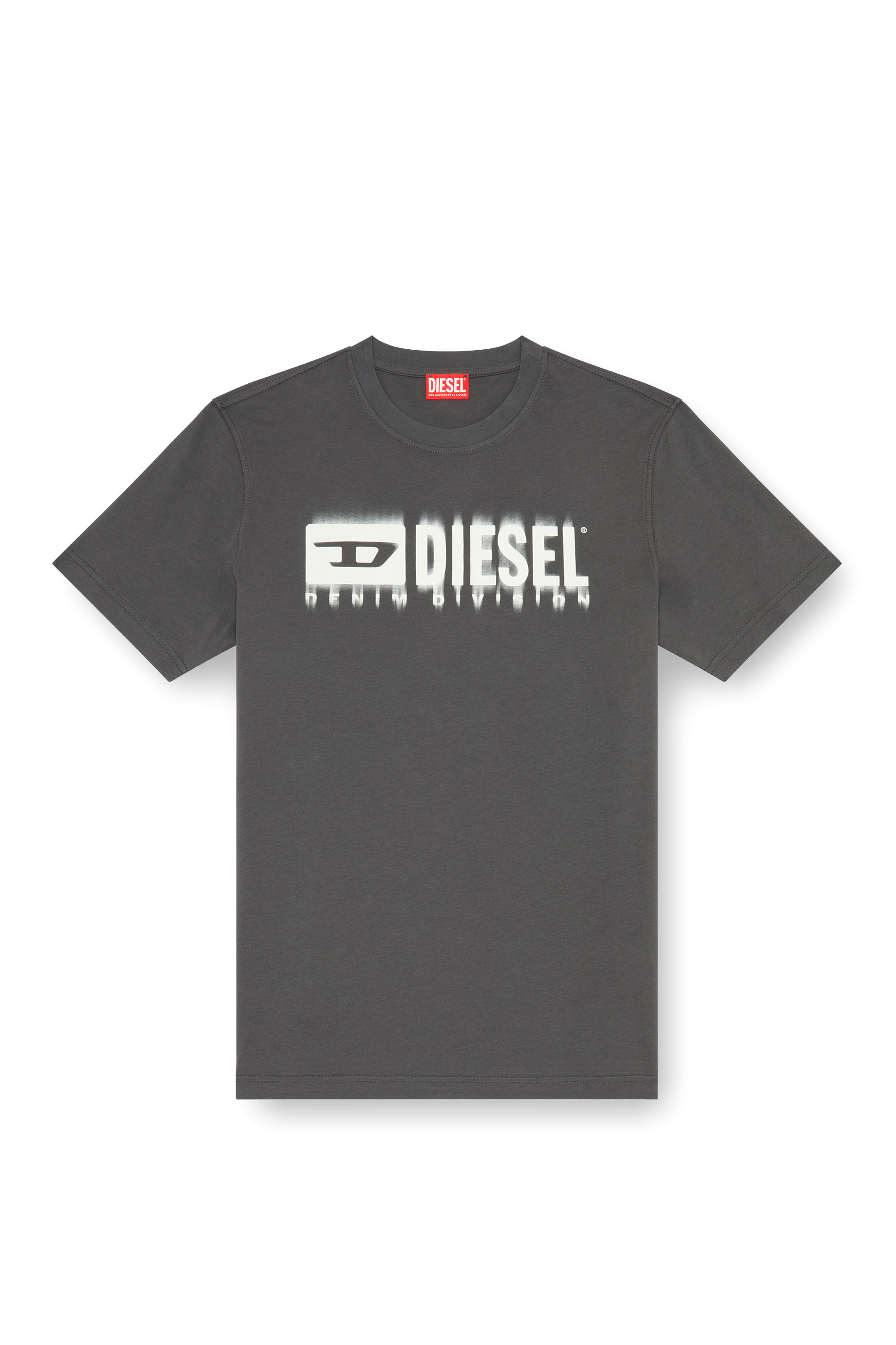 Diesel - T-ADJUST-Q7, Man's T-shirt with blurry Diesel logo in Dark grey - 2