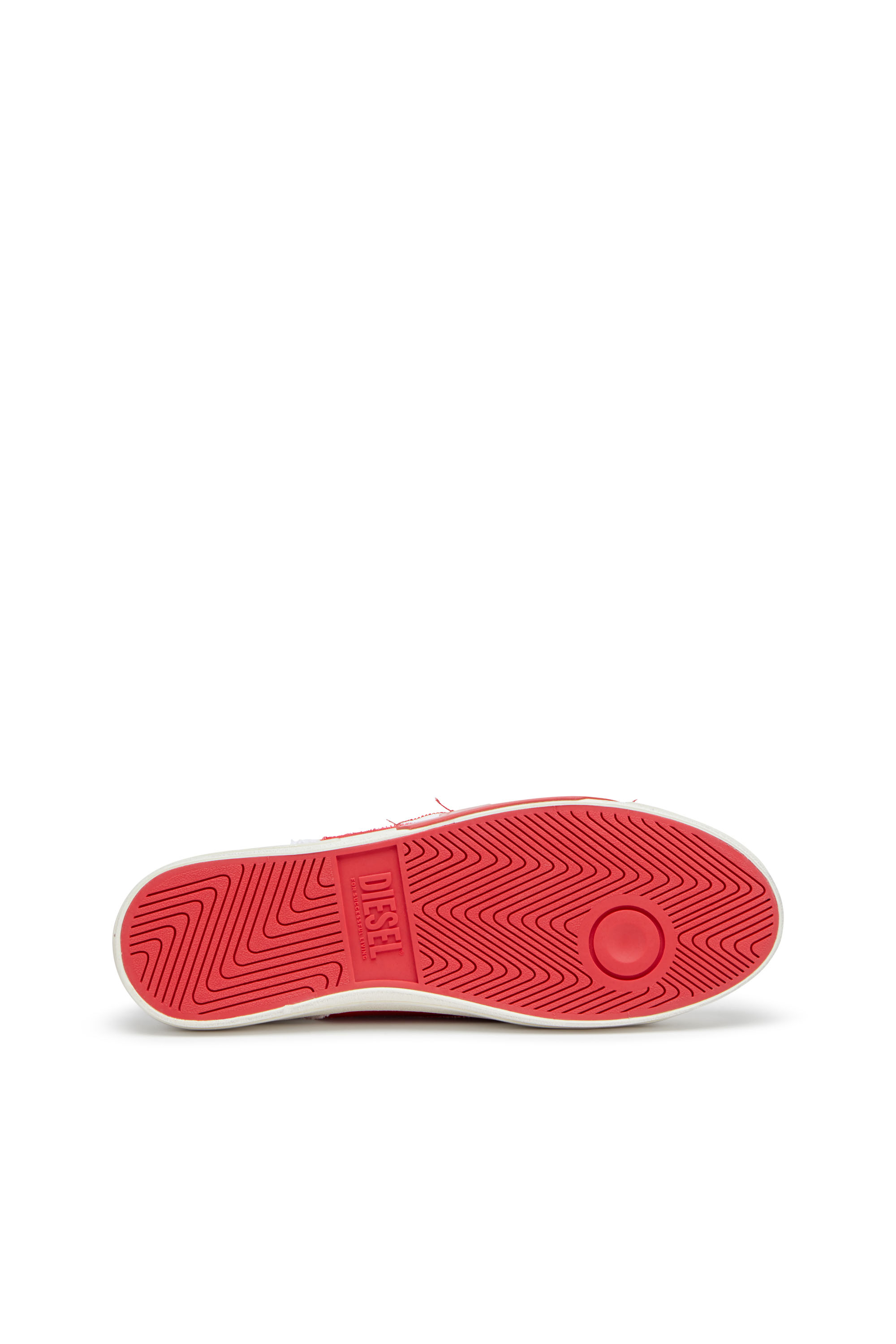 Diesel - S-D-VERSE MID, Man's S-D-Verse-Dirty-effect high-top canvas sneakers in White/Red - 5