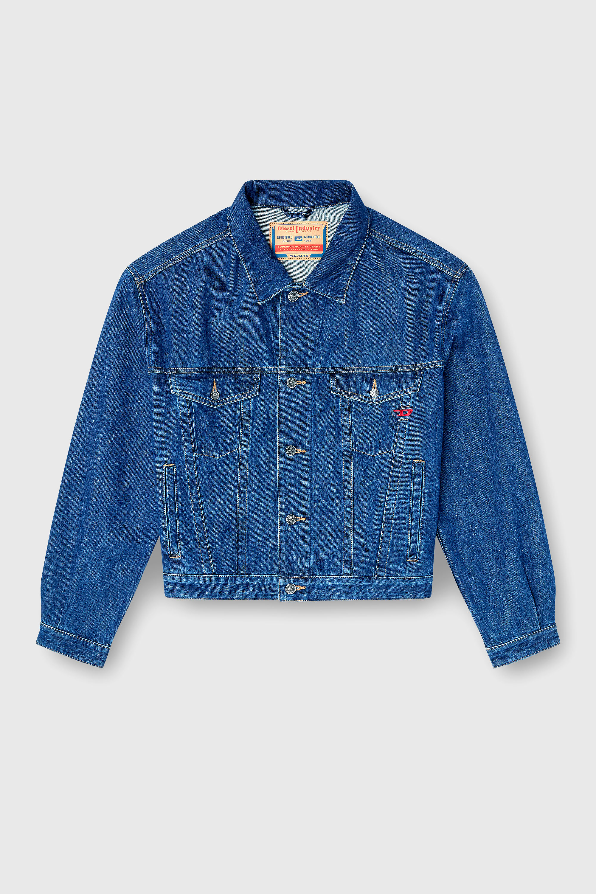 Diesel - D-RANGER, Man's Trucker jacket in denim in Medium blue - 2