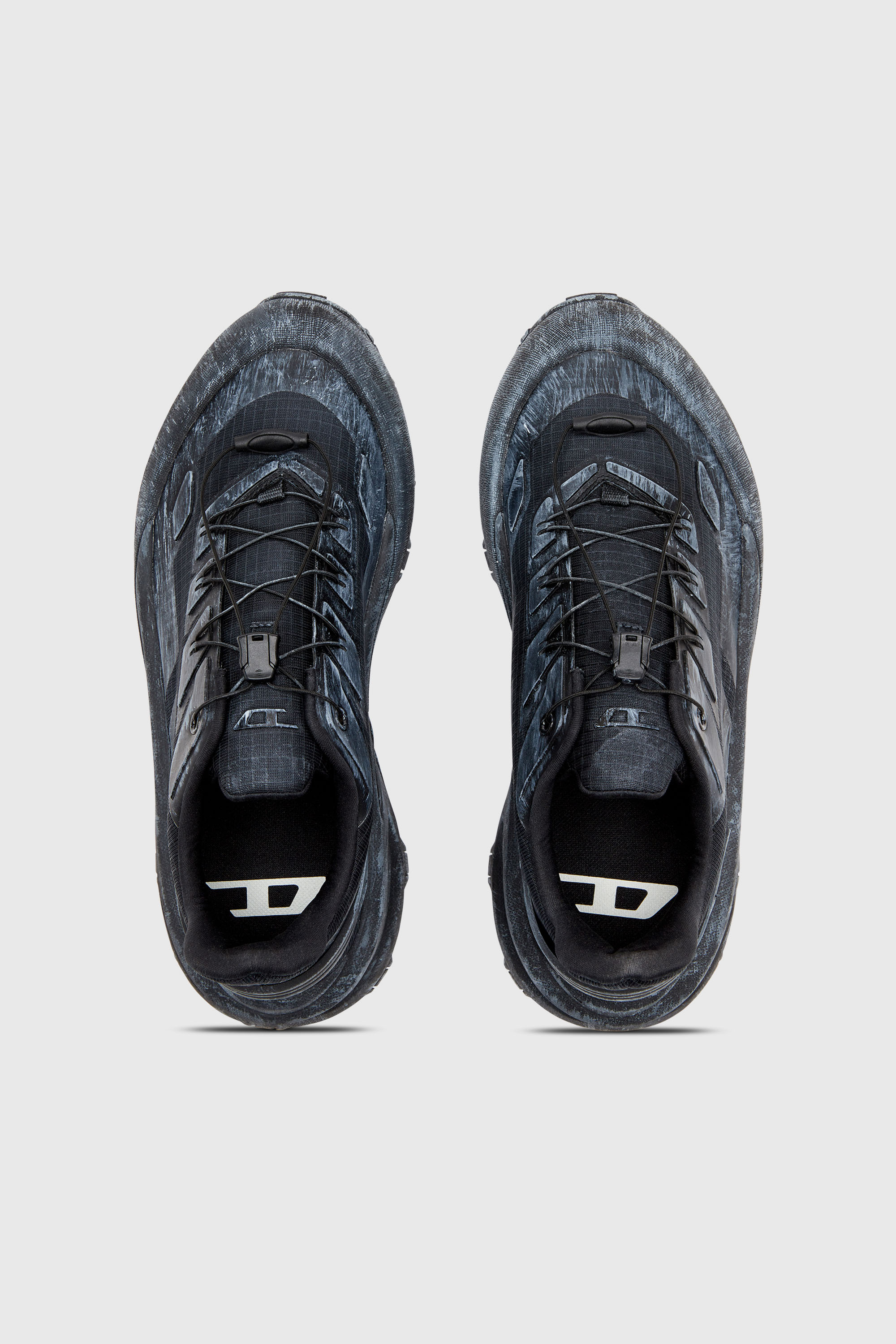 Diesel - D-CAGE RUNNER, Man's D-Cage-Distressed chunky sneakers in ripstop in Black - 4