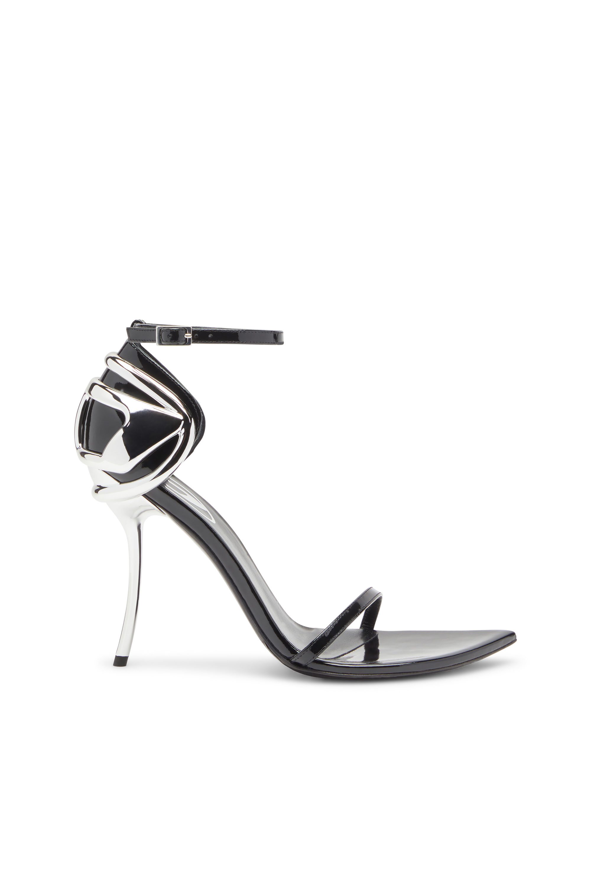 Diesel - D-TEN&HALF SANDAL, Woman's D-Ten&Half-Stiletto sandals in patent leather and satin in Black - 1