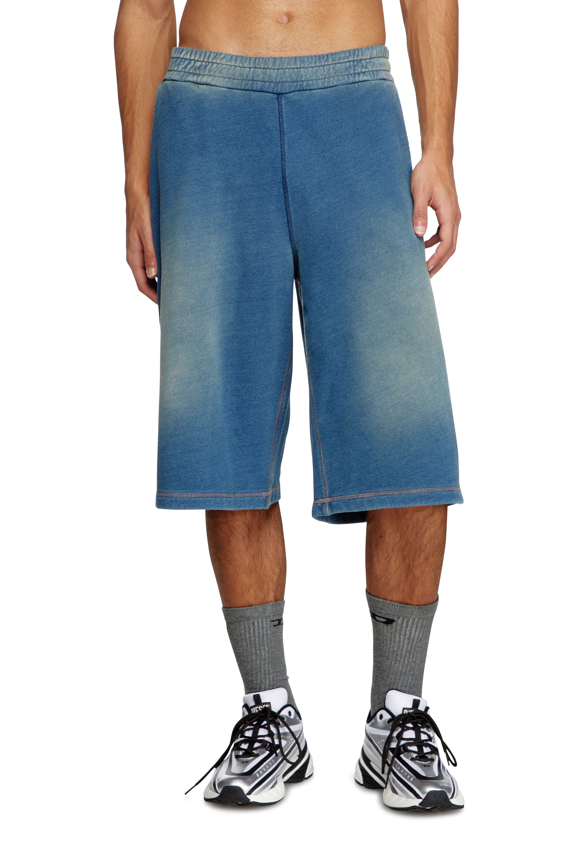 Diesel - P-CERCHIO, Man's Faded indigo sweat shorts in Blue - 1