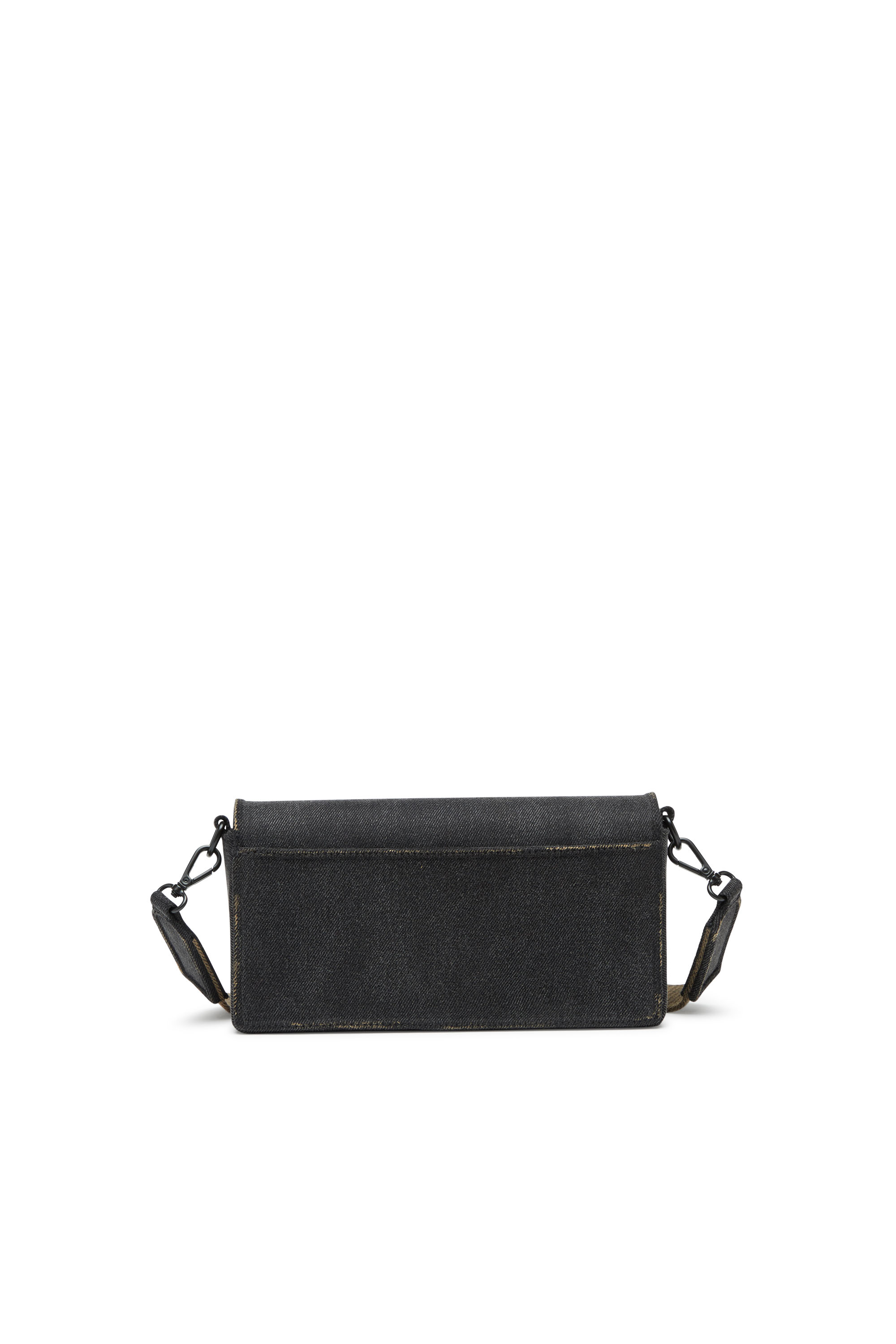 Diesel - BISCOTTO SHOULDER BAG M, Man's Biscotto M-Rectangular shoulder bag in washed denim in Black - 2