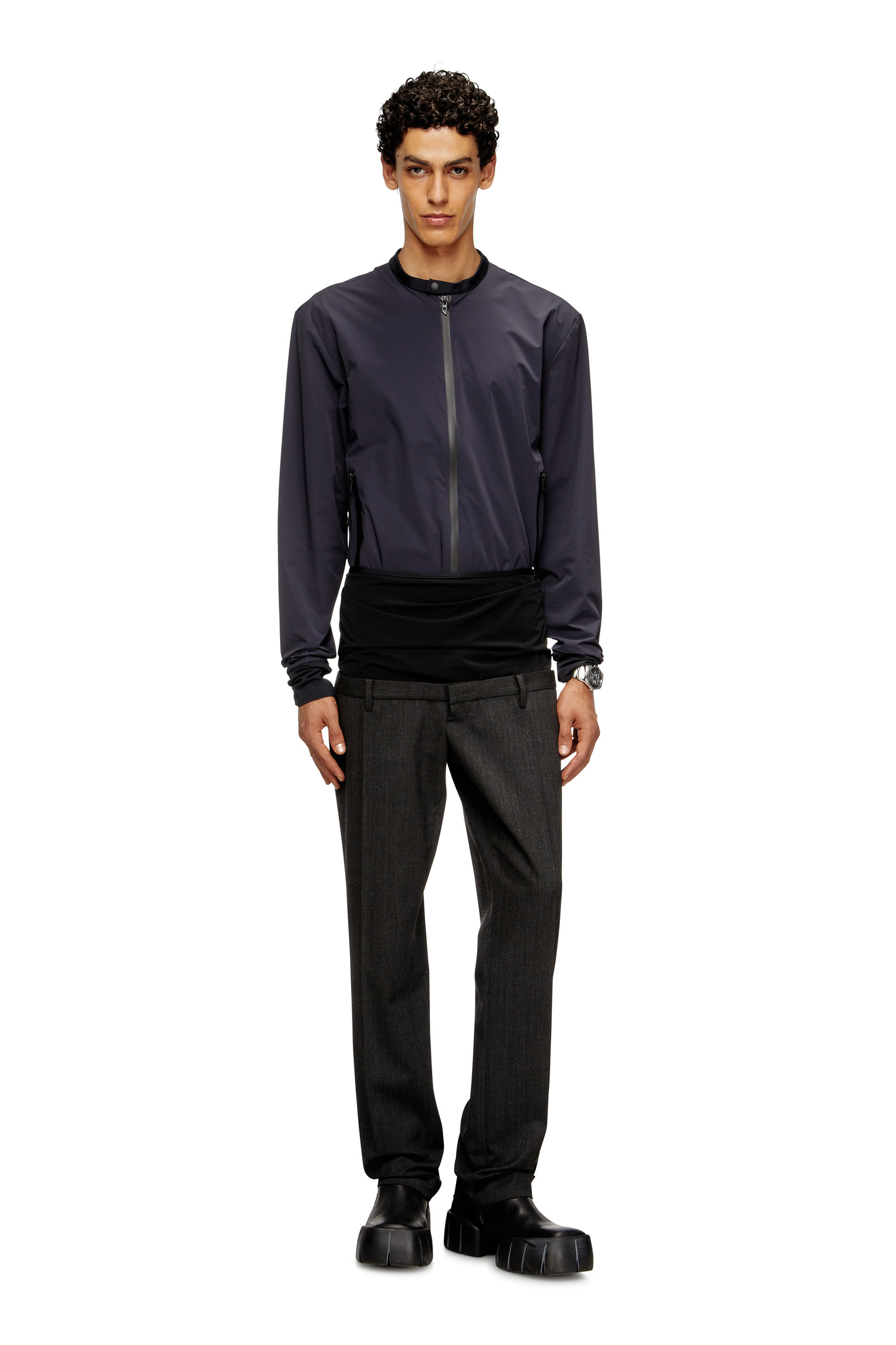 Diesel - J-DOMNALL-NY, Man's Jacket in bi-stretch nylon in Dark Blue - 1