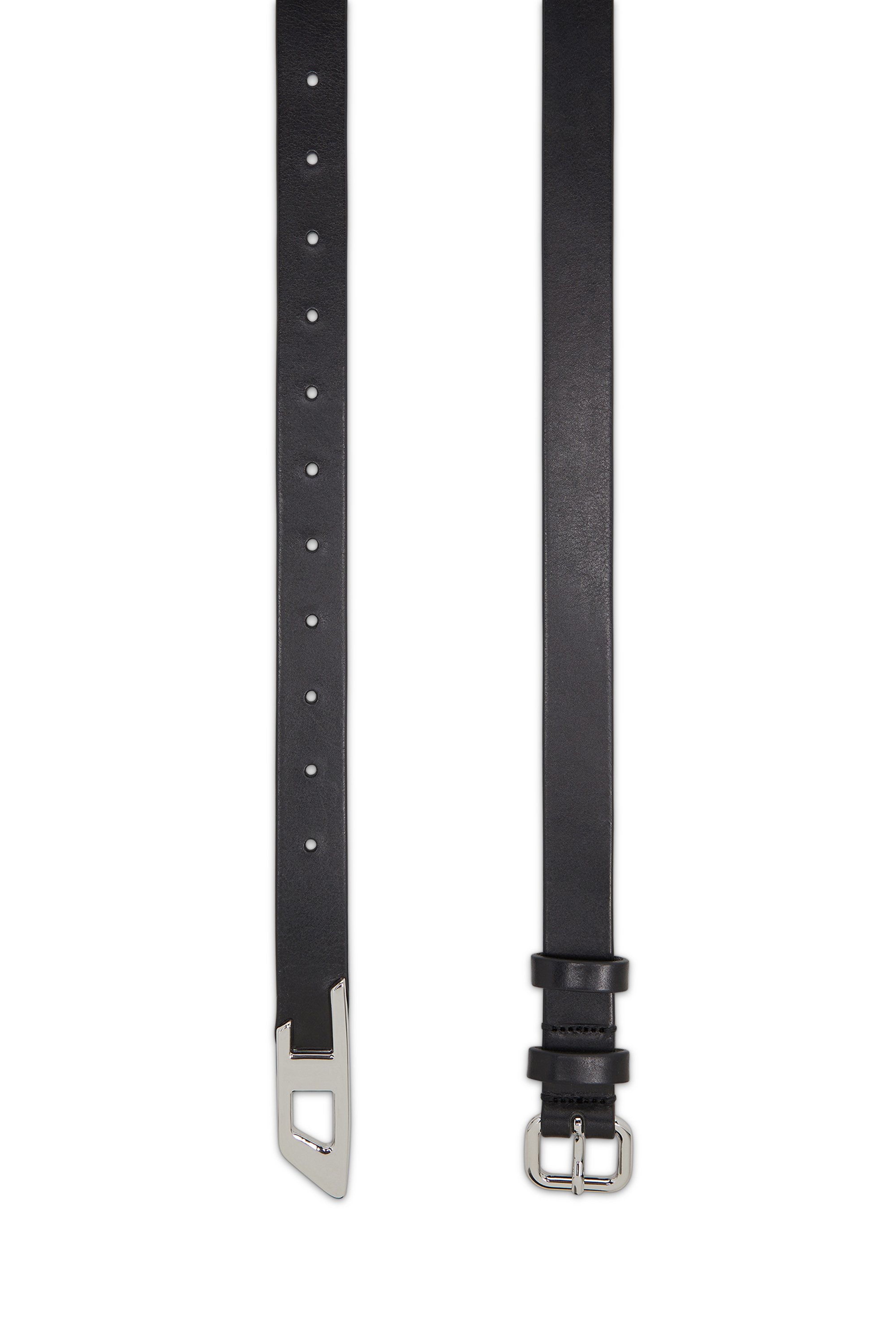 Diesel - B-D LOGO TIP 25, Woman's 2.4 cm leather belt with D tip in Black - 2
