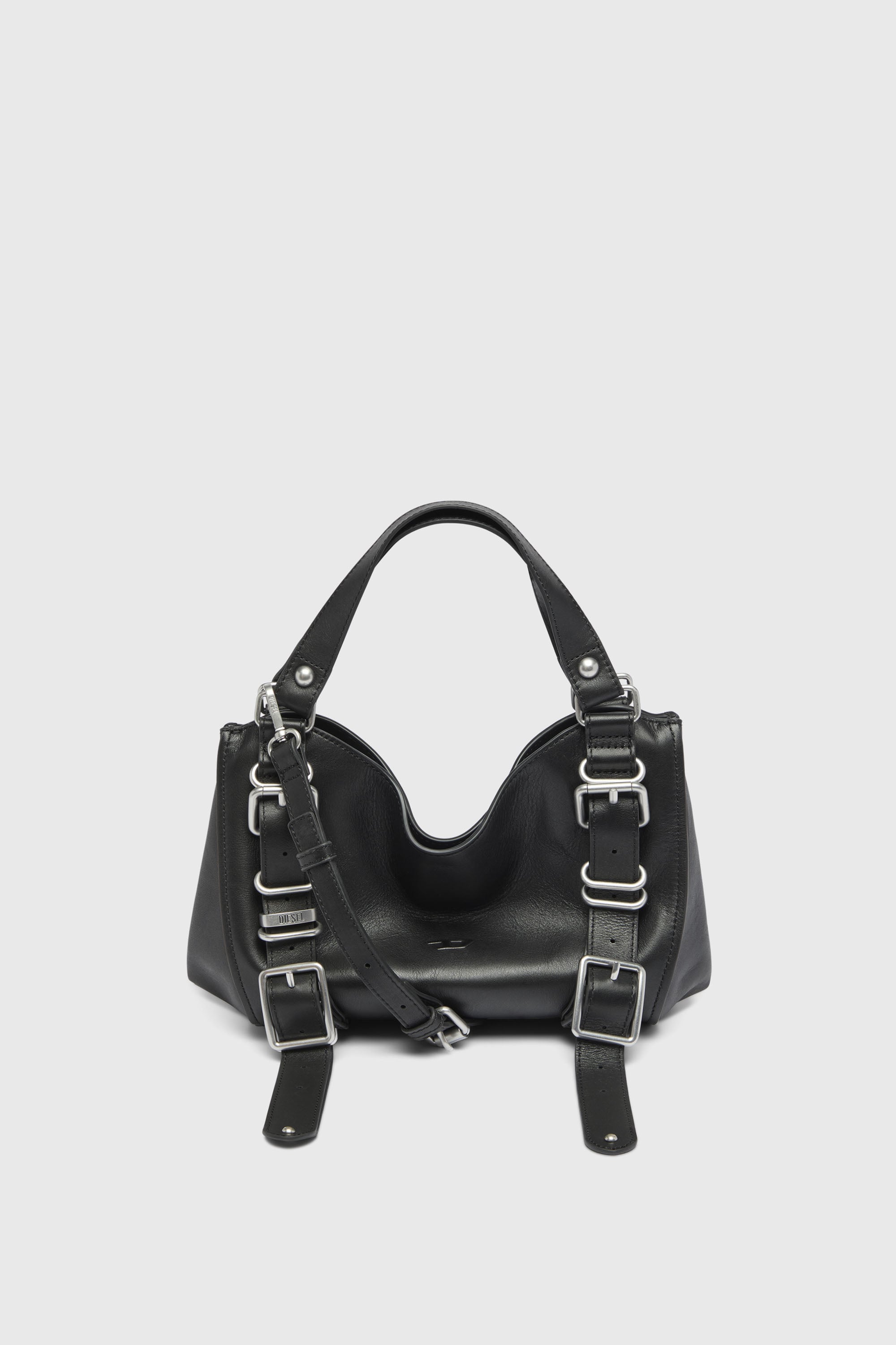 Diesel - D-ONE TOPHANDLE S, Woman's D-One-Small top-handle bag in treated leather in Black - 1