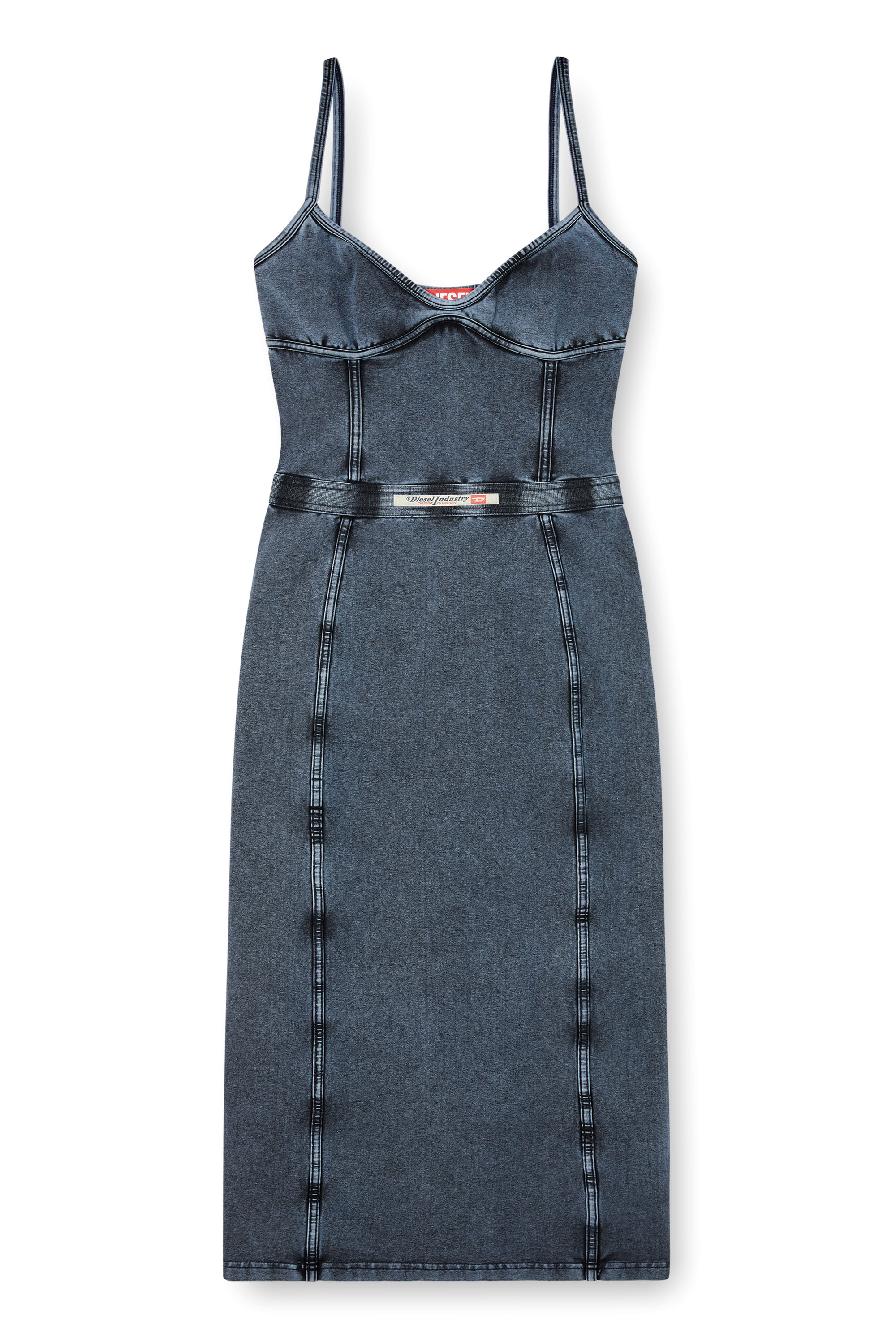 Diesel - D-ONY, Woman's Midi dress in denim-look jersey in Dark Blue - 2