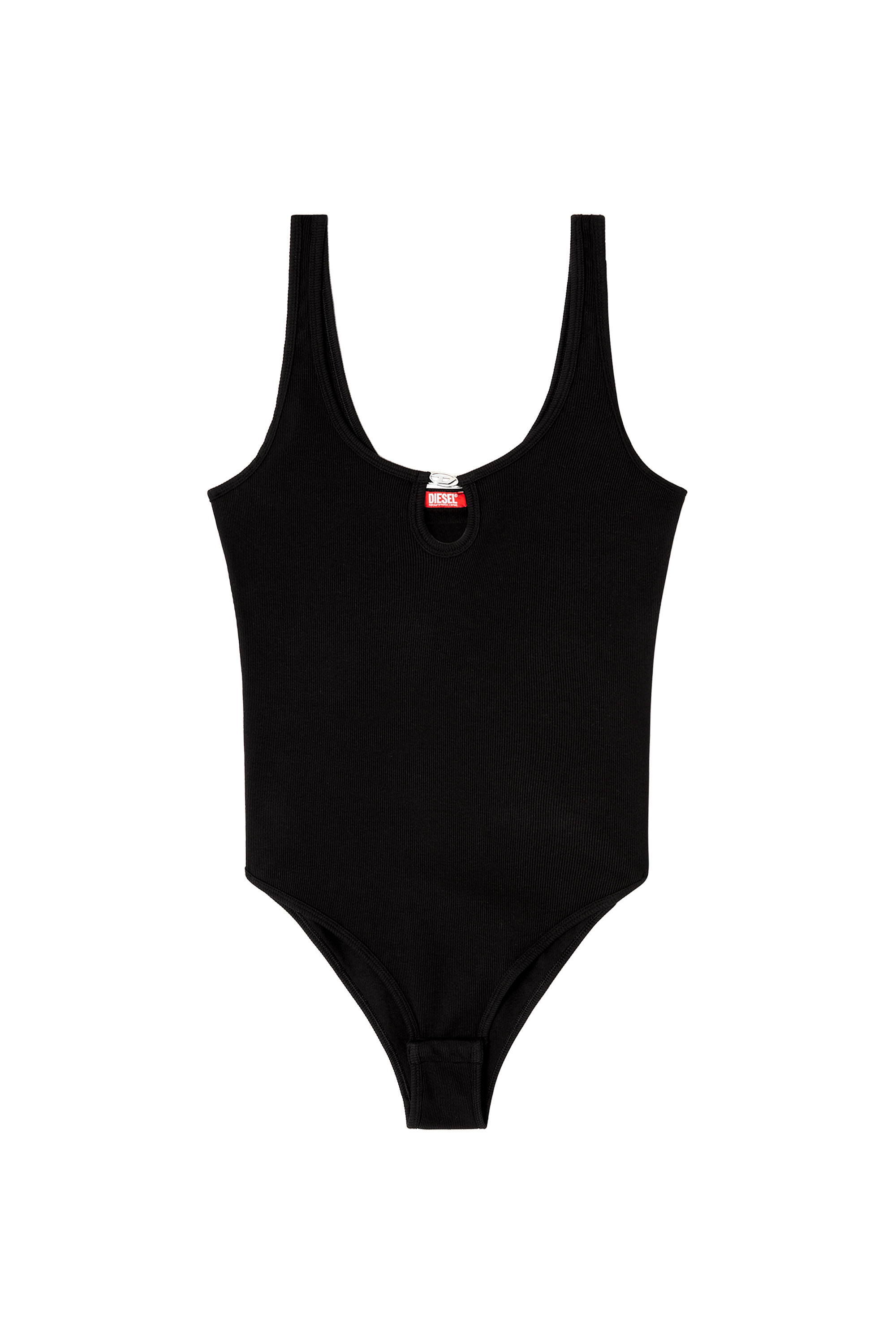 Diesel - MAURA-DNM, Woman's Bodysuit in marble-washed stretch cotton in Black - 3