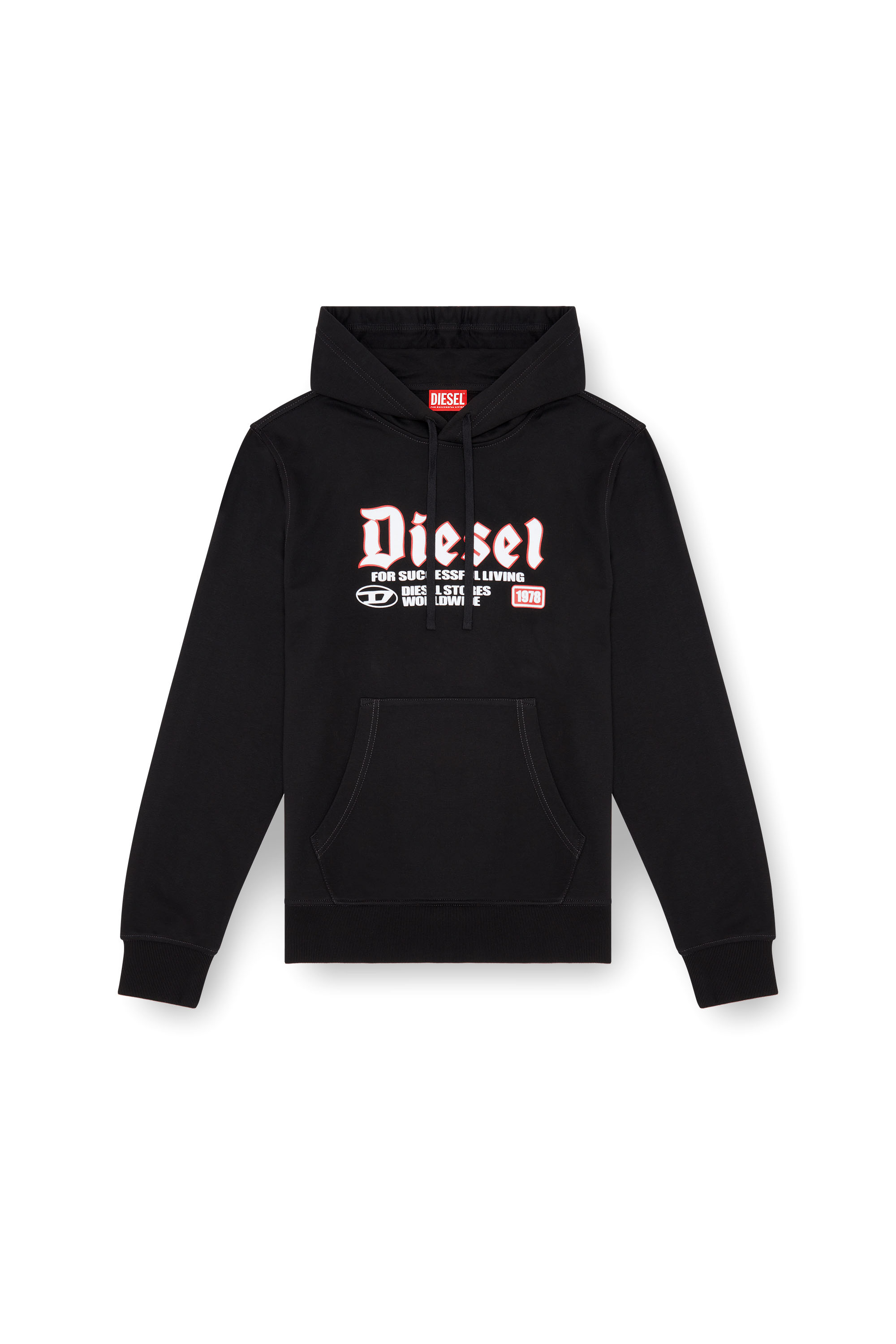 Diesel - S-GINN-HOOD-K45, Man's Hoodie with flocked logo in Black - 3