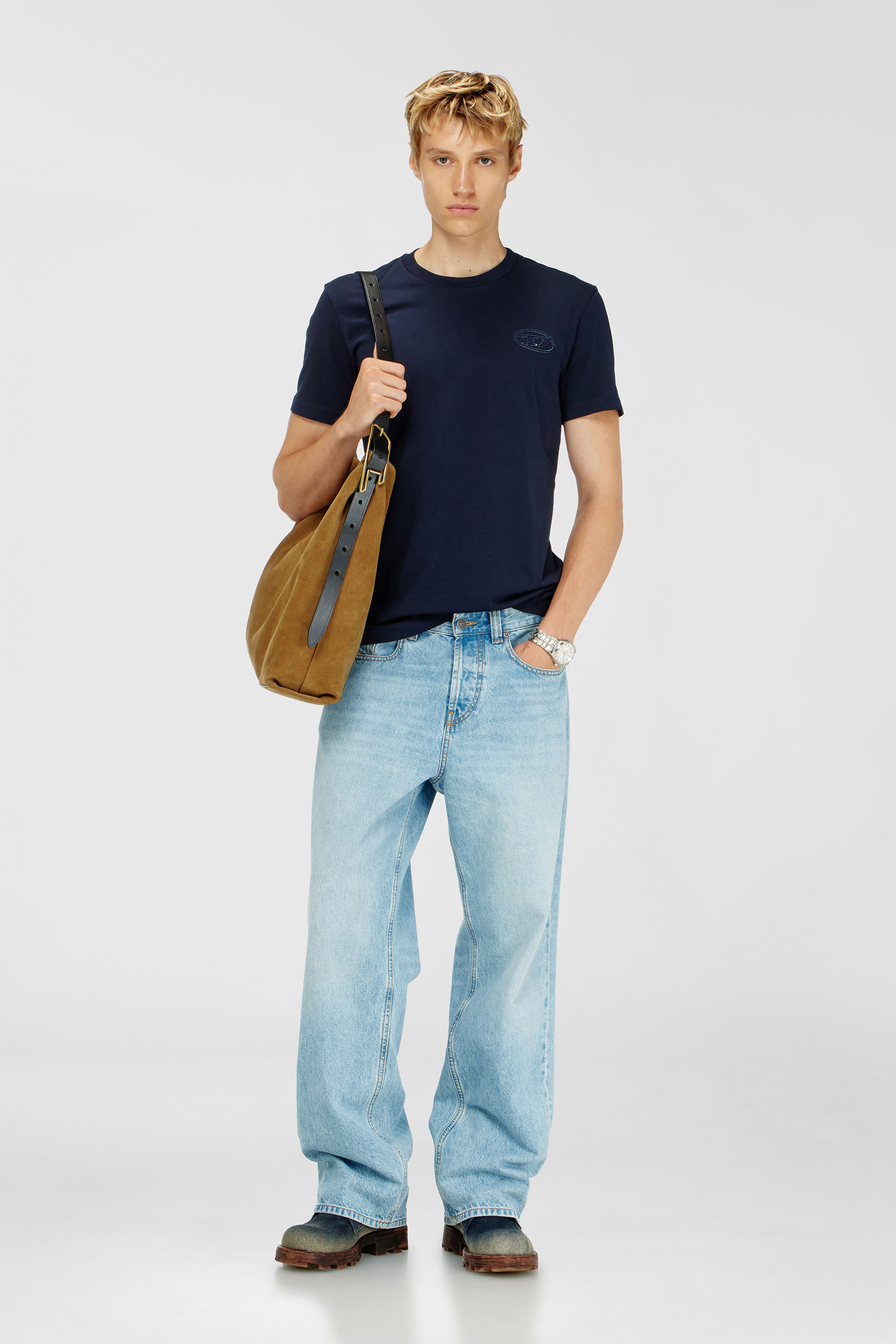 Diesel - T-DIEGO-T92, Man's Cotton T-shirt with Oval D logo in Blue - 2