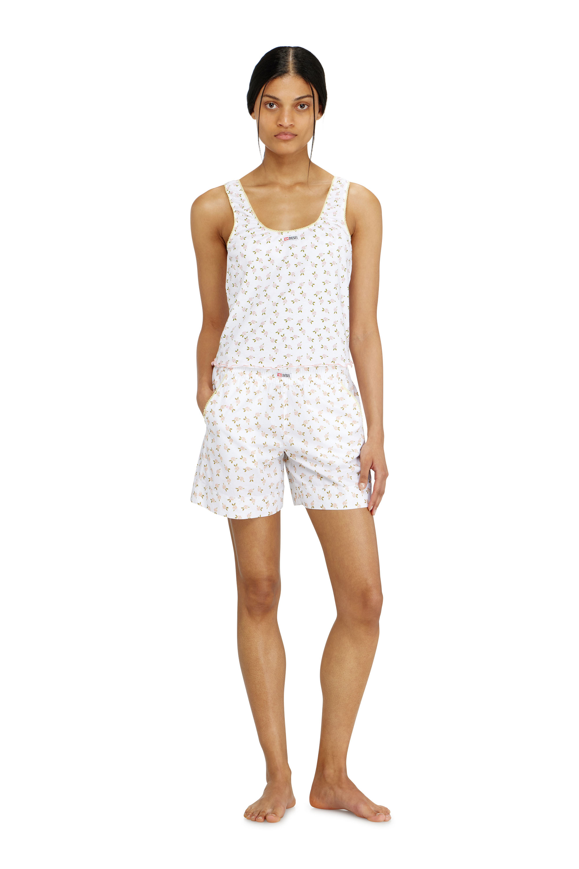 Diesel - GEORGIE-D-CORE, Woman's Stretch cotton top with floral print in White - 1