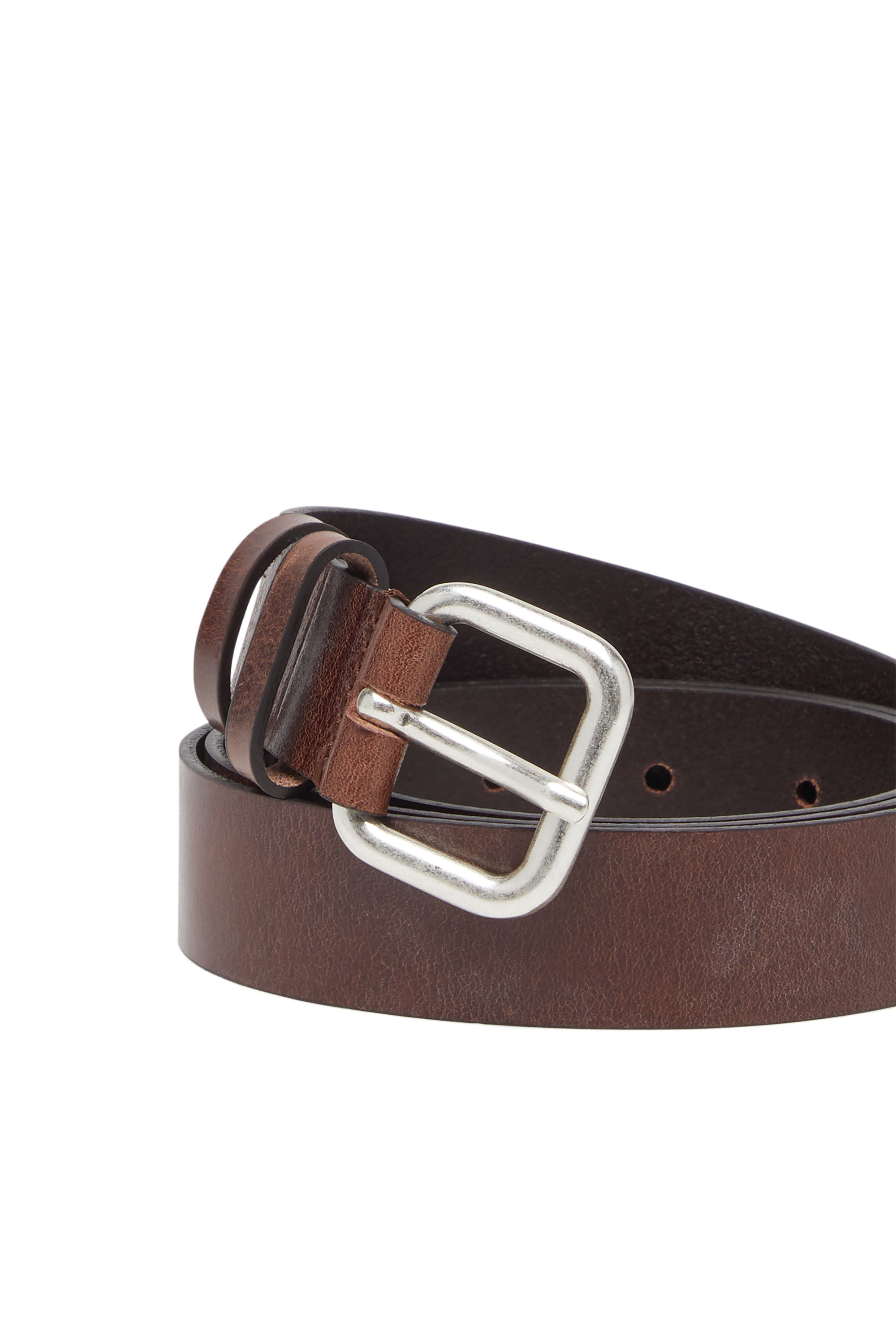 Diesel - B-INLAY, Unisex's 2.9cm leather belt with oval d logo in Brown - 3