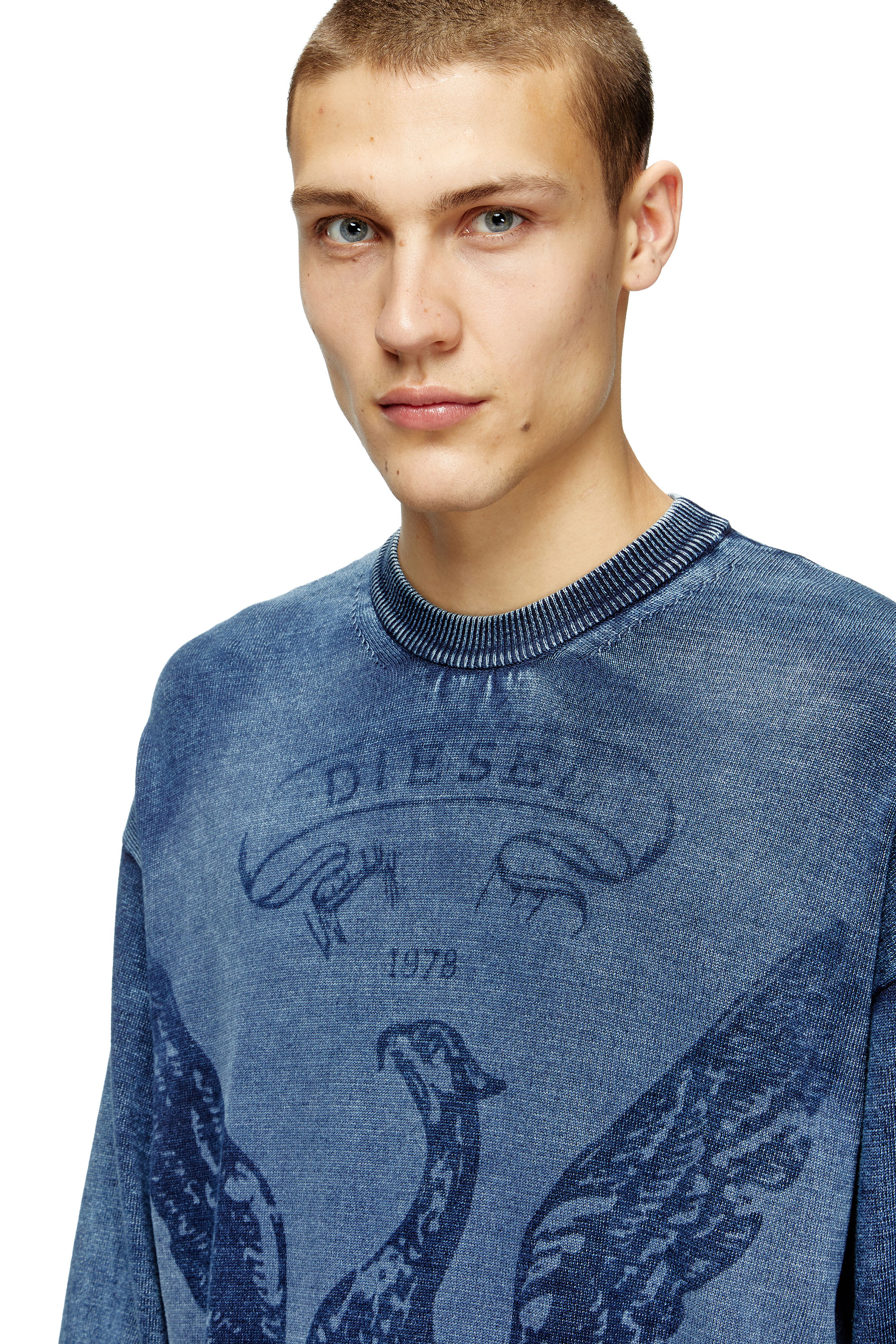 Diesel - K-FENICOL, Man's Indigo jumper with Phoenix logo in Blue - 5