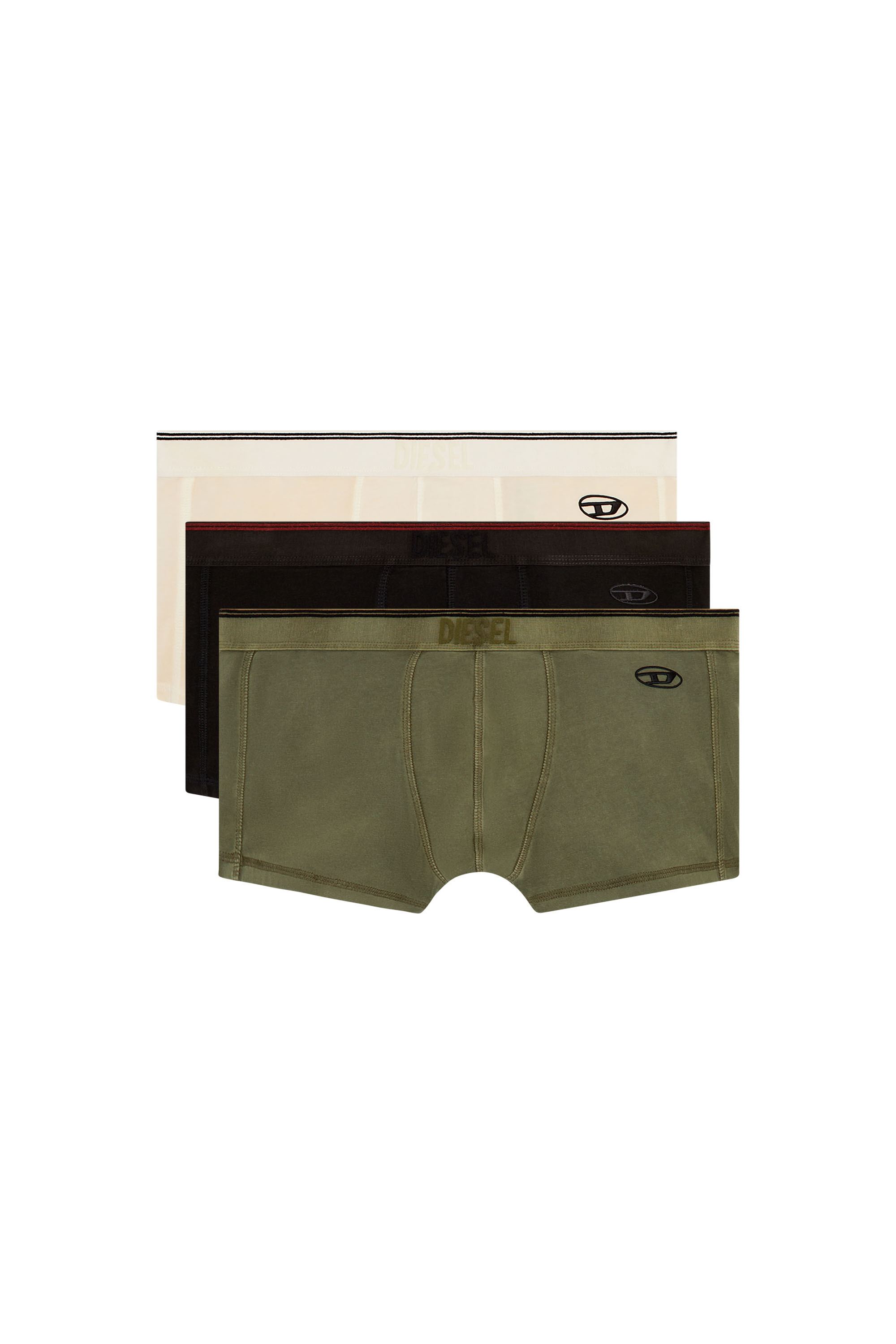 Diesel - UMBX-DAMIENTHREEPACK, Man's 3-pack of boxer briefs in stretch cotton in Green/Black - 1