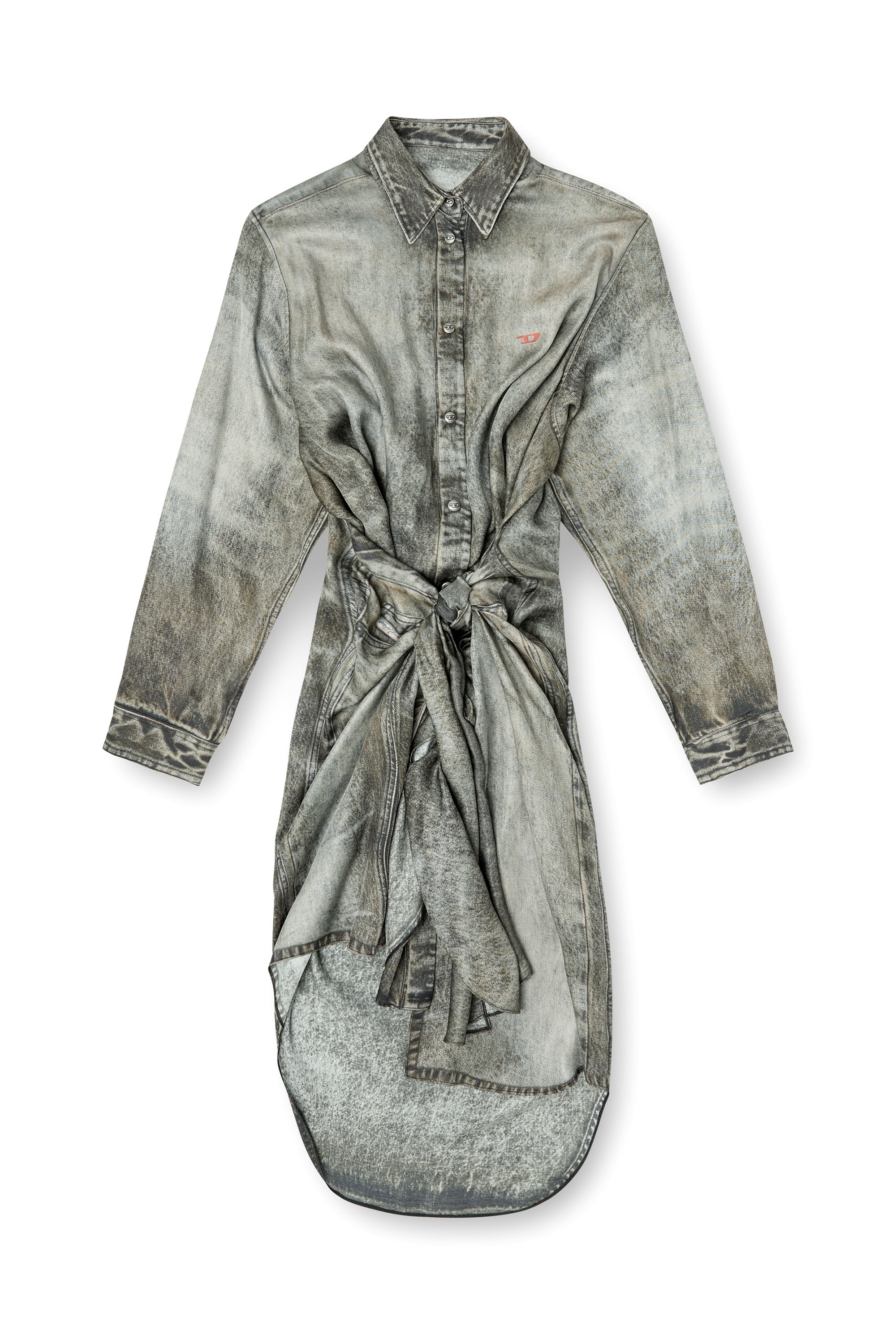 D-ILETTA, Dark grey Diesel - D-ILETTA, Woman's Wrap dress in denim-look viscose in Dark grey - 2