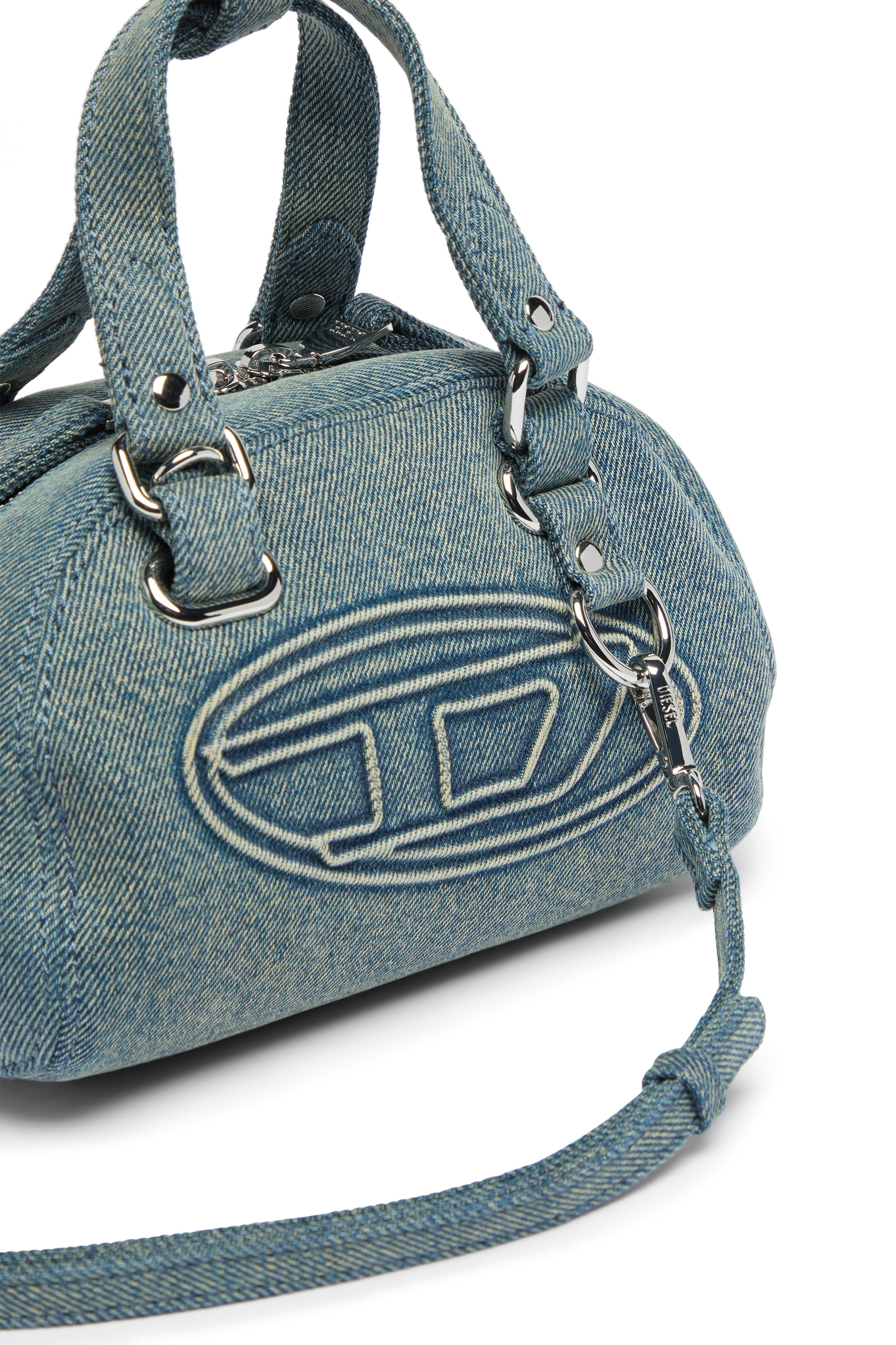 Diesel - 1DR DOME SOFT CROSSBODY, Unisex's 1DR Dome-Small bowling bag in denim with Oval D logo in Light Blue - 5