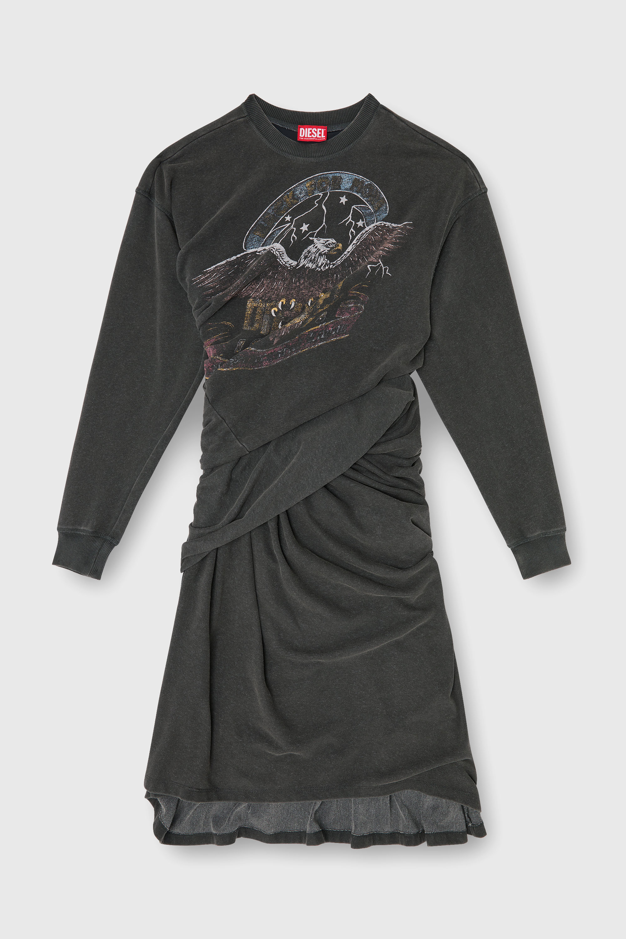 Diesel - D-NENCY, Woman's Sweatshirt dress with concert graphics in Black - 1