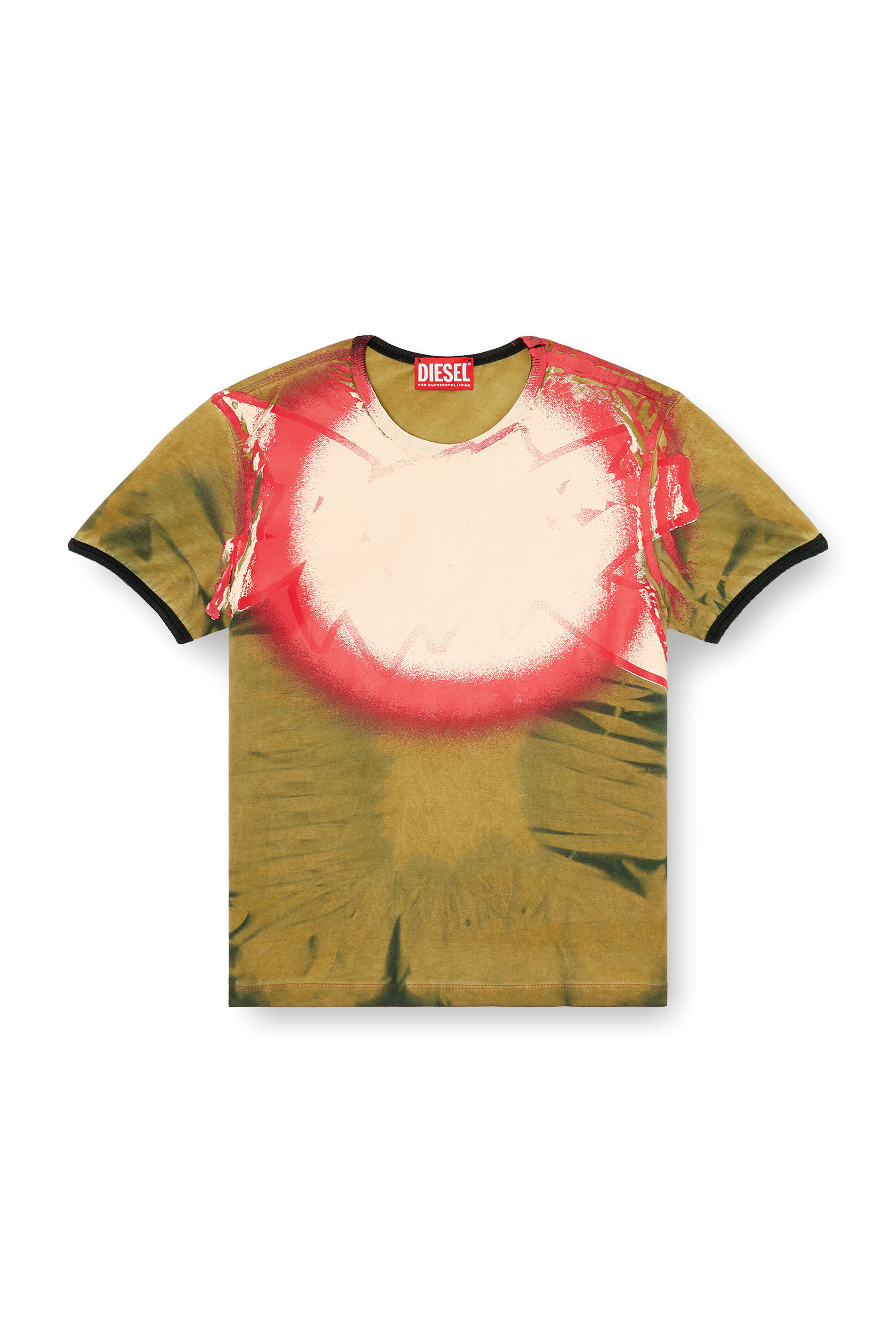 Diesel - T-UNCUTIE-LONG-Q1, Woman's Tie-dye T-shirt with spotlight print in Military Green - 3