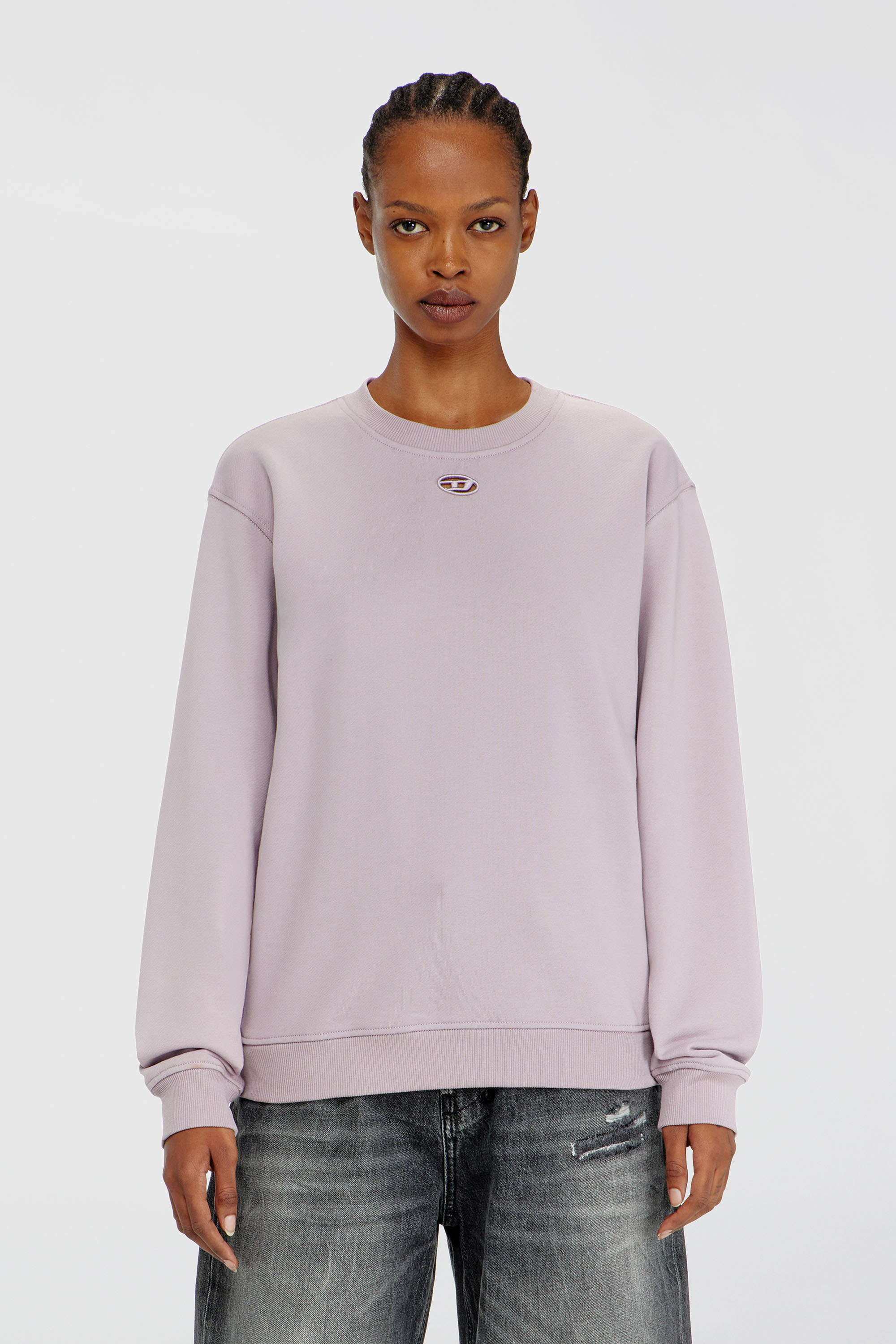 Diesel - F-NORMY-OD, Woman's Cotton sweatshirt with Oval D embroidery in Lilac - 1