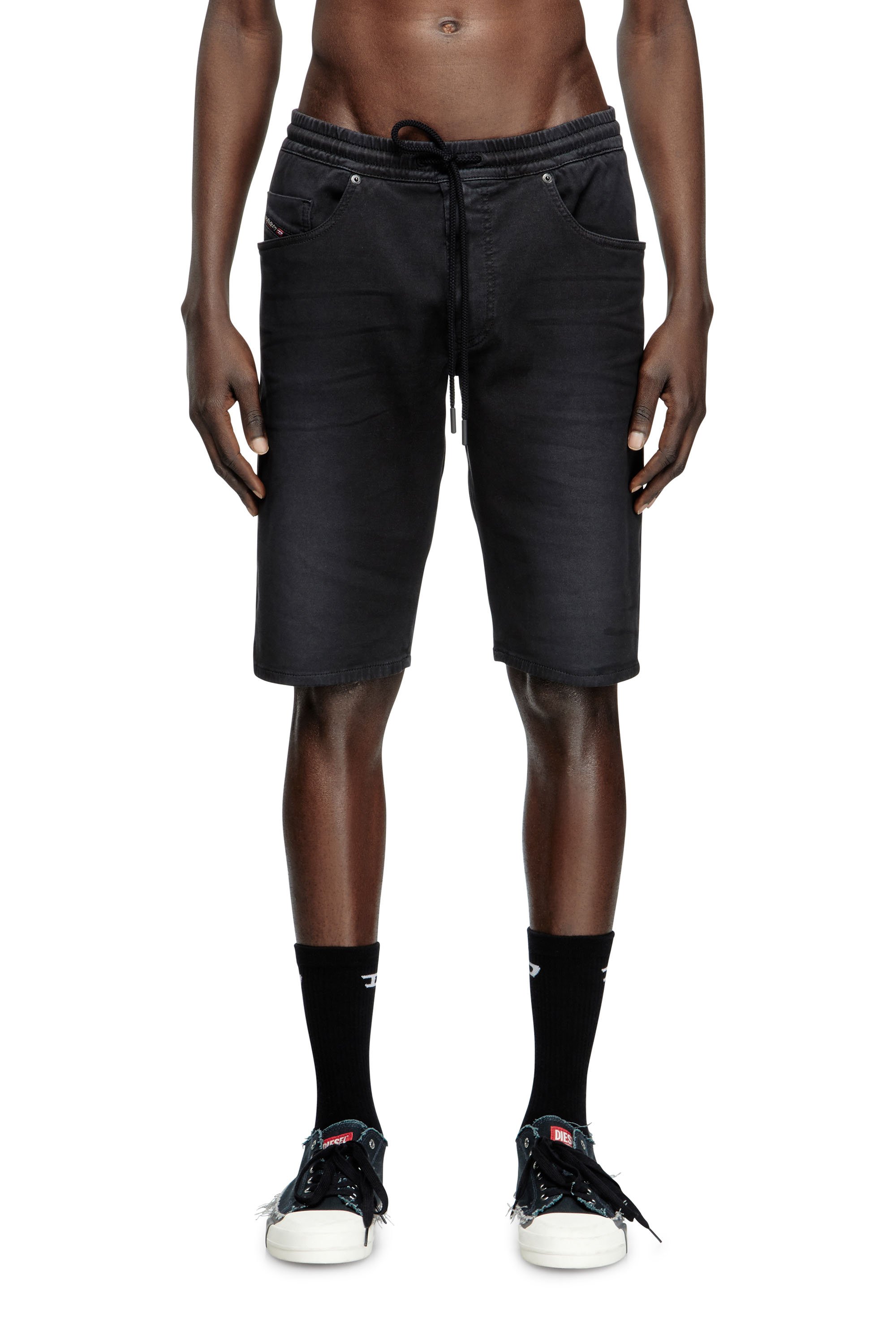 Diesel - 2033 D-KROOLEY-SHORT JOGG, Man's Chino shorts in JoggJeans in Black - 1