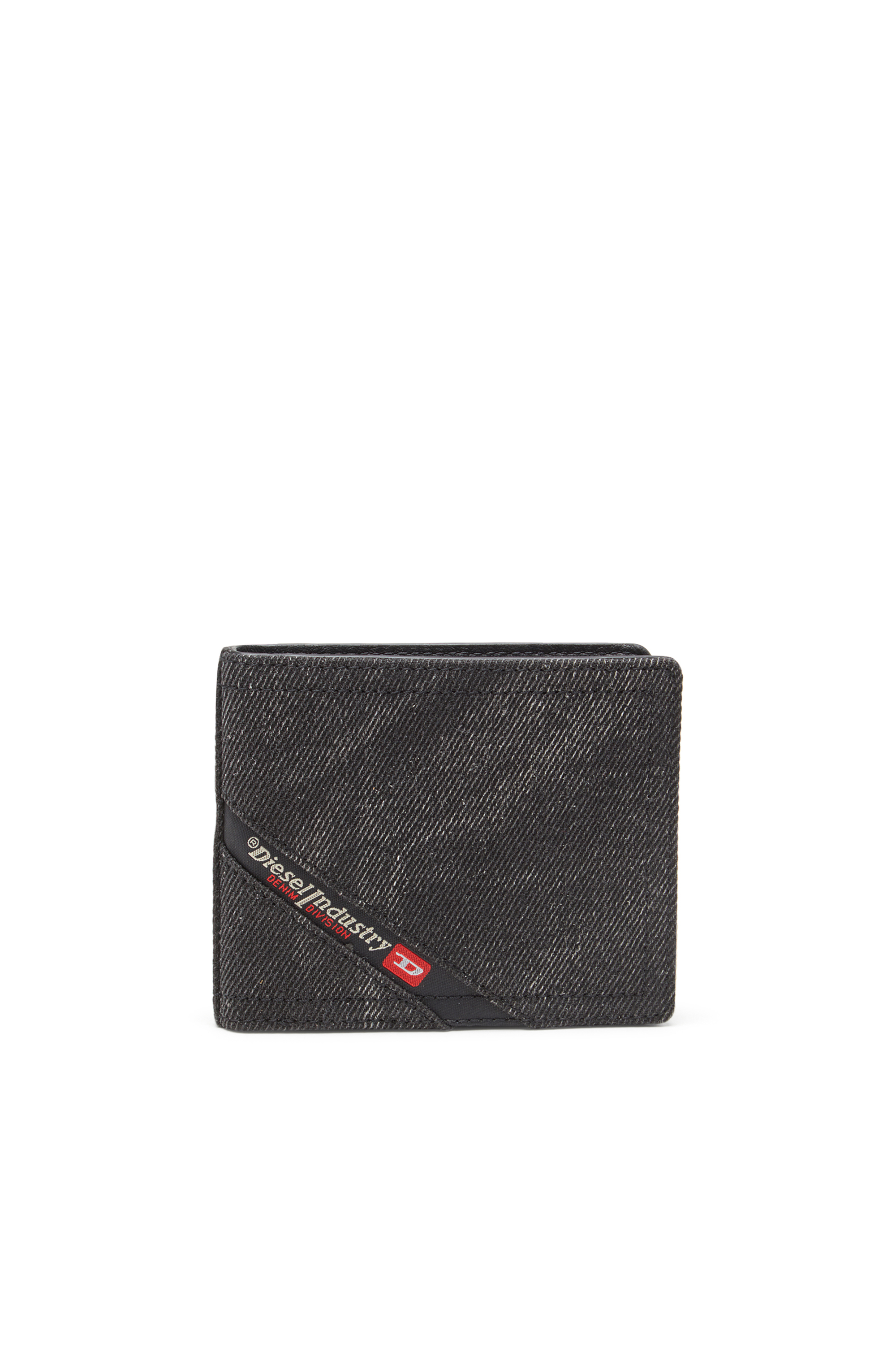 Diesel - MULTI-PKTS BI FOLD COIN S 3D, Man's Denim wallet with logo in Black - 1