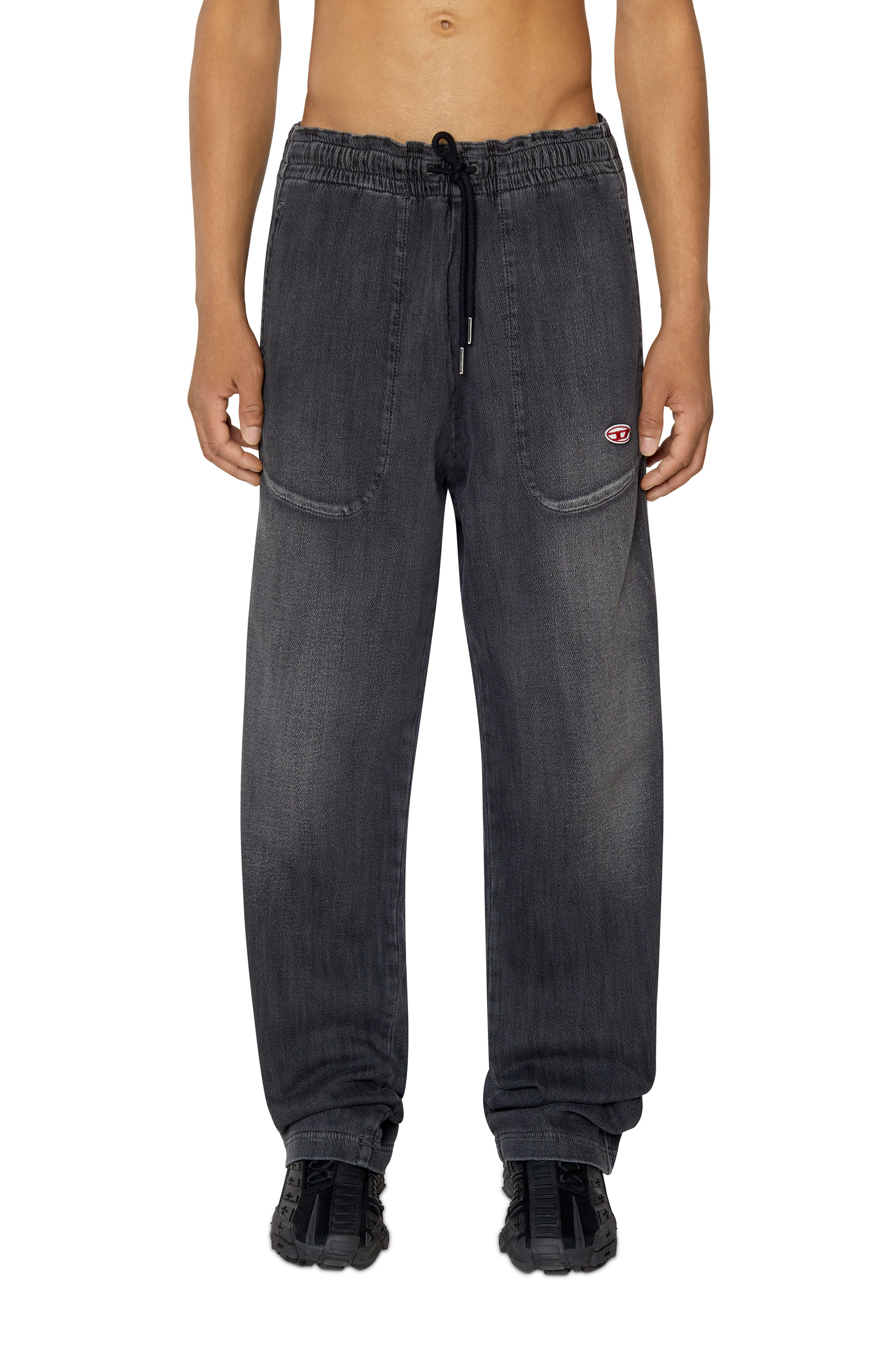 Diesel - Straight D-Martians Track Denim 09E30, Black/Dark grey - Image 1