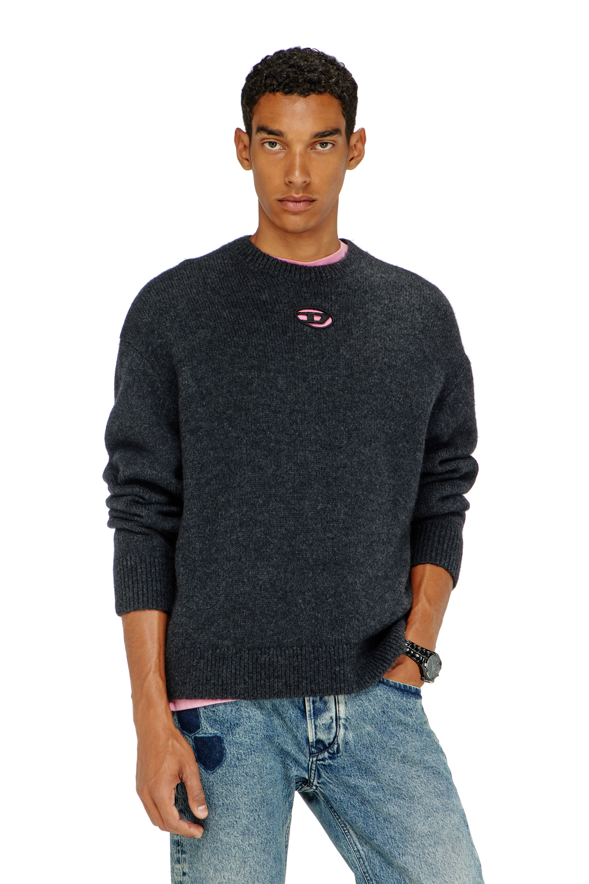 Diesel - K-AREESO, Man's Jumper in wool and alpaca blend in Black - 3