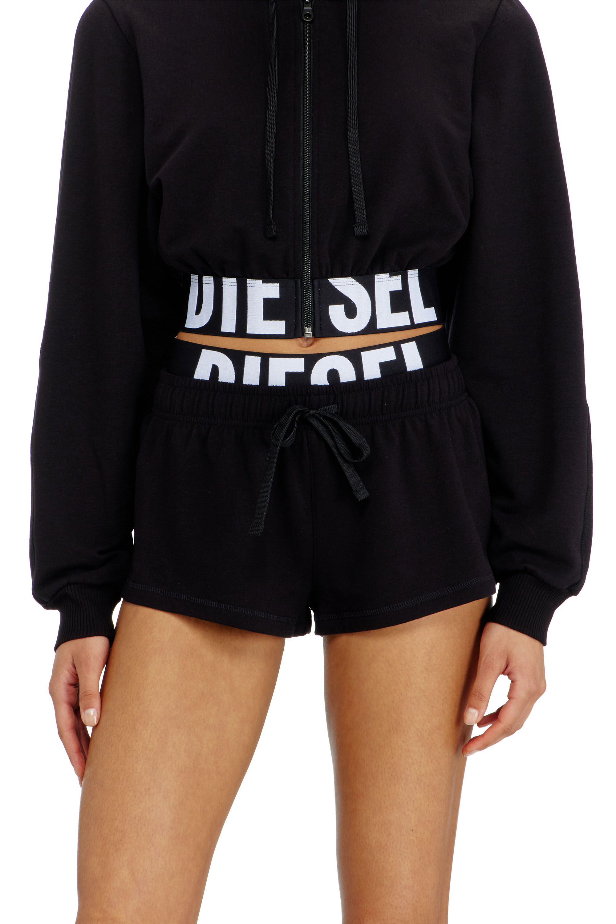 Diesel - MIRANDA-D-POP, Woman's Short pants in cotton Terry with Diesel logo in Black - 2