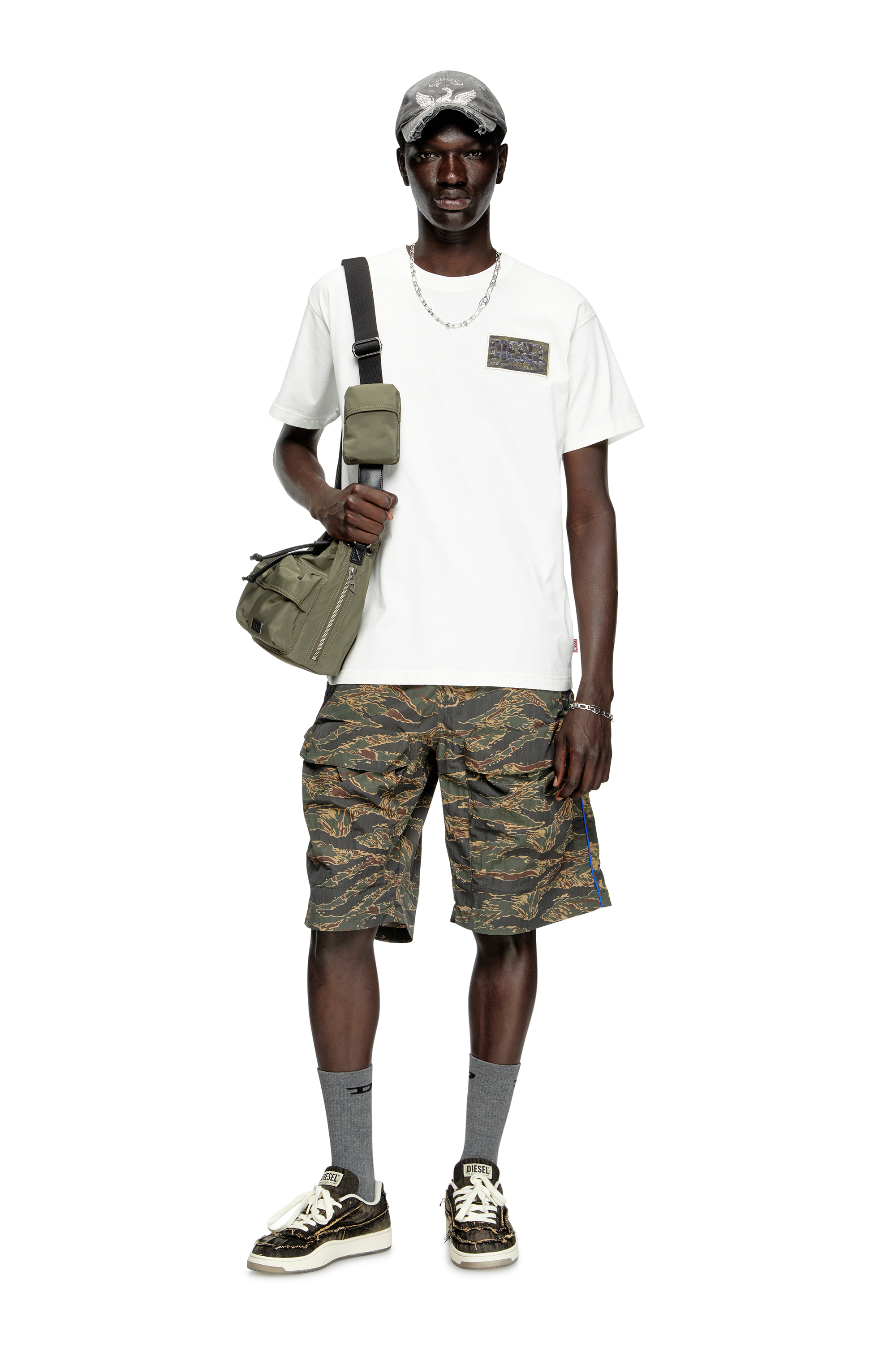 Diesel - MULTI-PKTS BUCKET X, Unisex's Multi-Pkts-Multipocket bucket bag in utilitarian shell in Military Green - 2