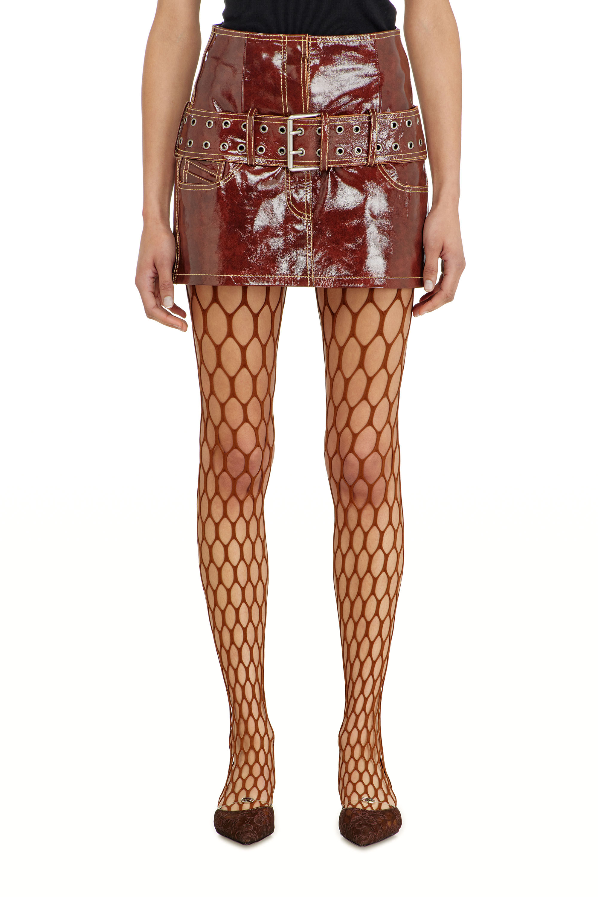 Diesel - L-EVANT, Woman's Patent-leather miniskirt with belt in null - 2