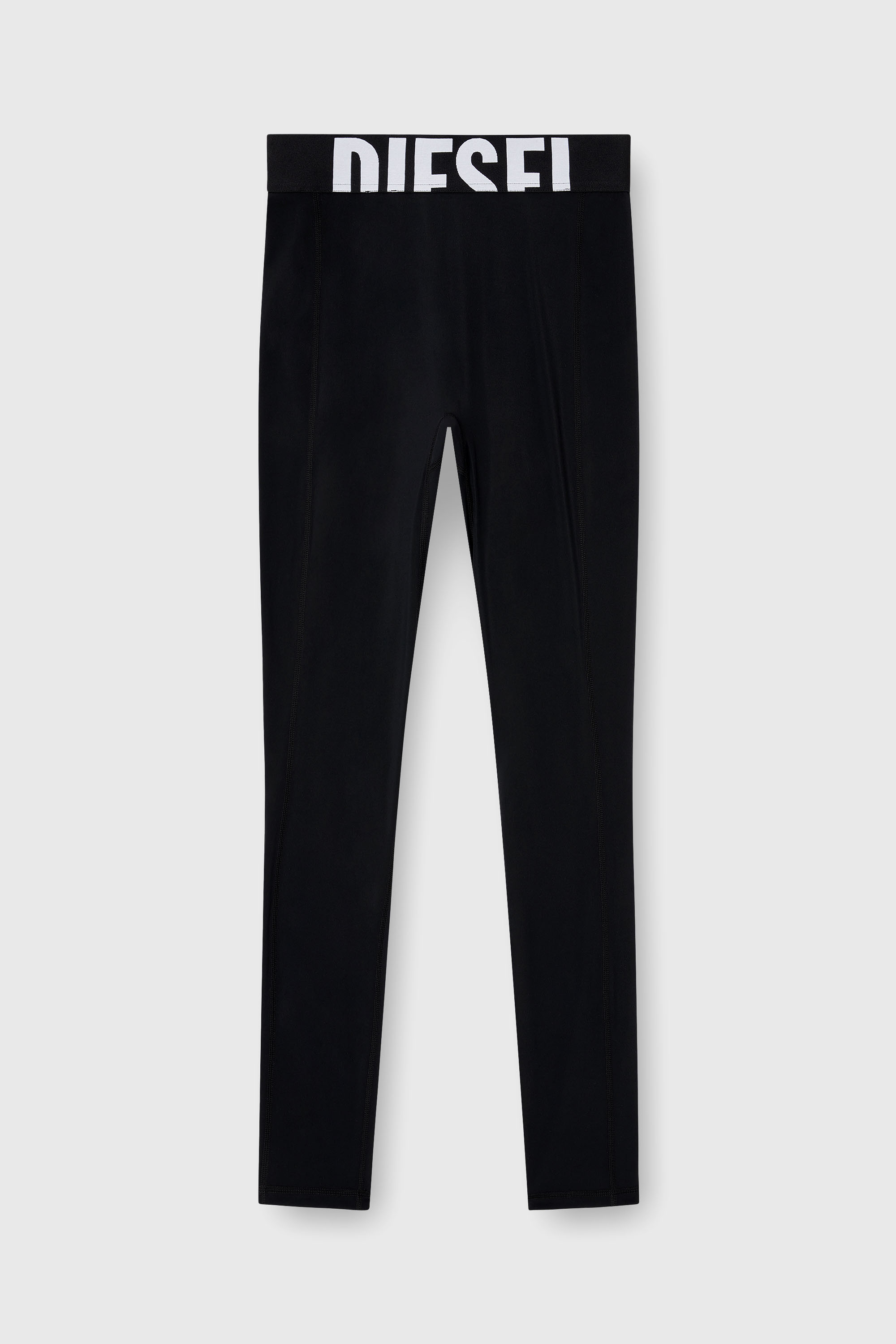 Diesel - ADELINE-D-POP, Woman's Microfibre leggings with cut-off logo in Black - 2