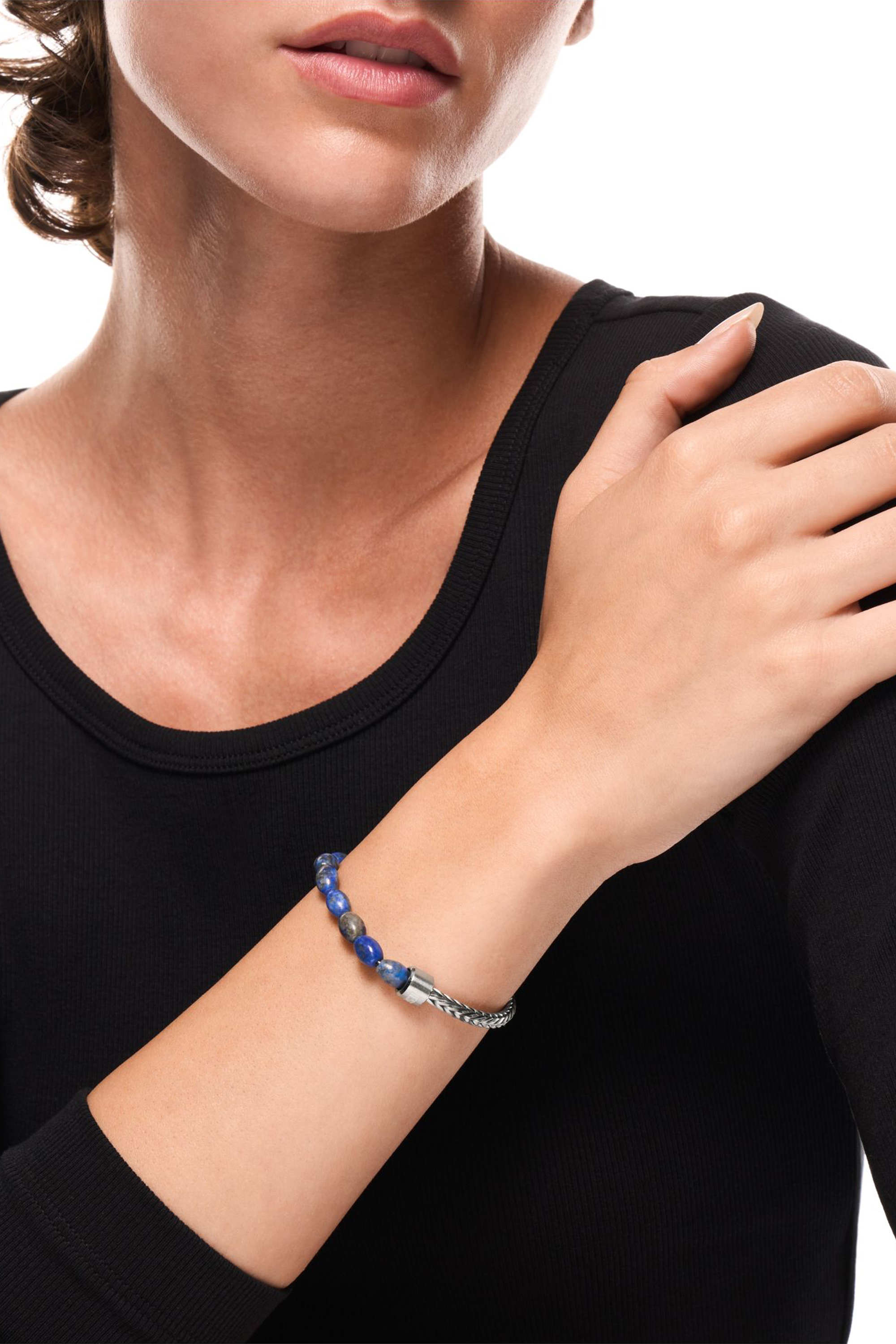 Diesel - DX1713040, Unisex's Lapis Beaded Bracelet in Silver/Blue - 4