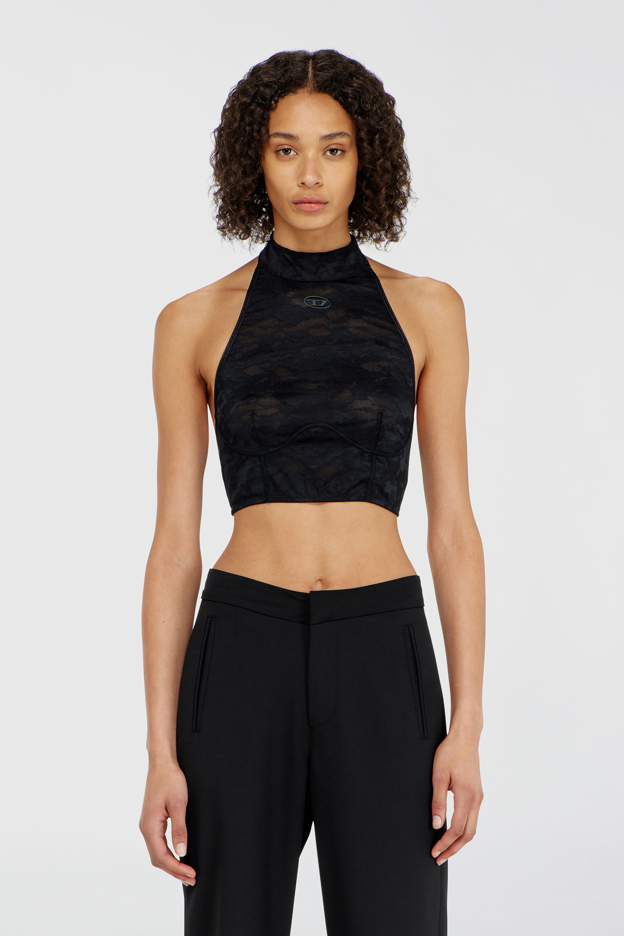 Diesel - MARCIA-UTLT, Woman's Lace bralette with halter neck in Black - 6