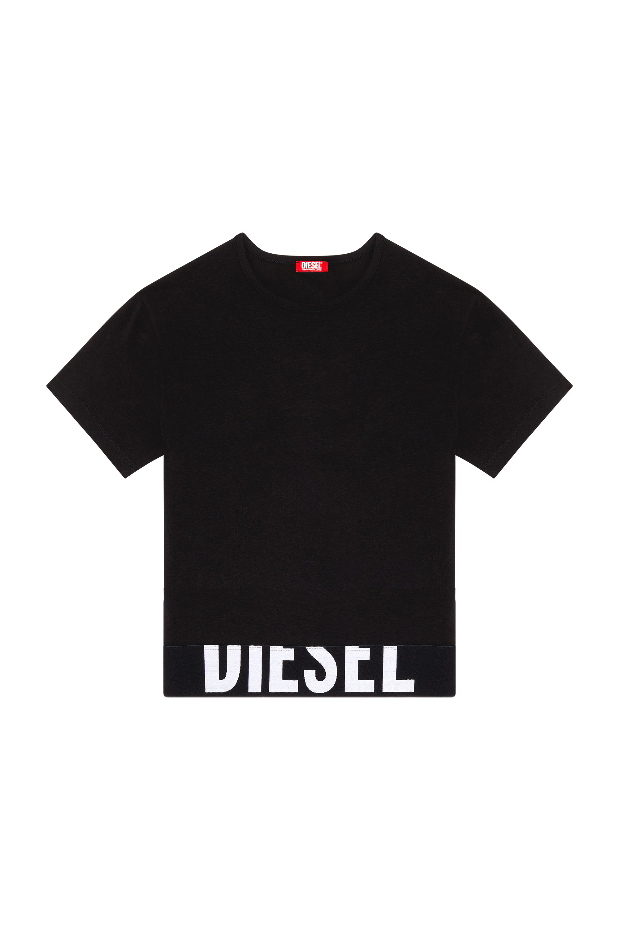 Diesel - UFTEE-SPORT-CROPPED-T-SHIRT, Woman's Sporty cropped top with logo band in Black - 4