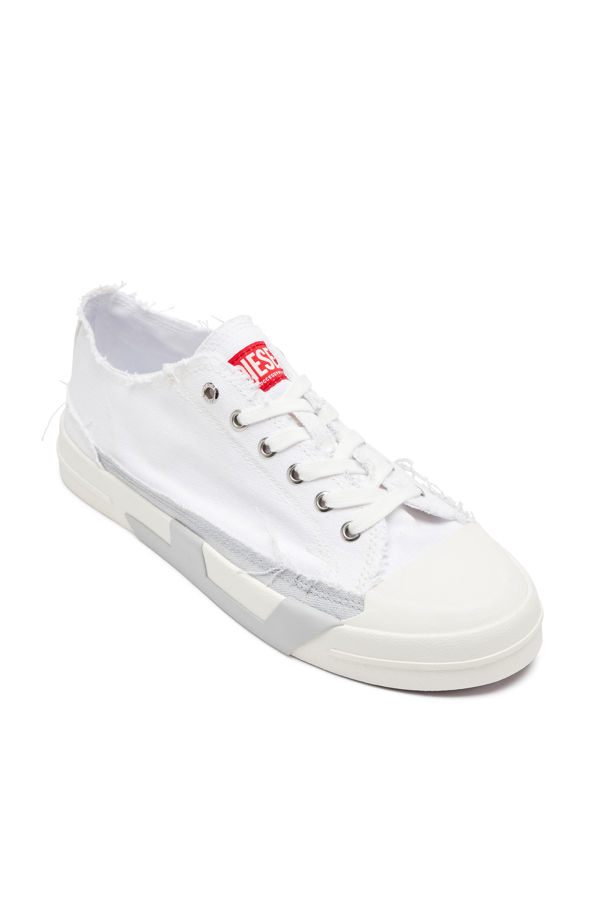 Diesel - S-D-VERSE LOW W, Woman's S-D-Verse-Sneakers in frayed canvas in White/Grey - 6