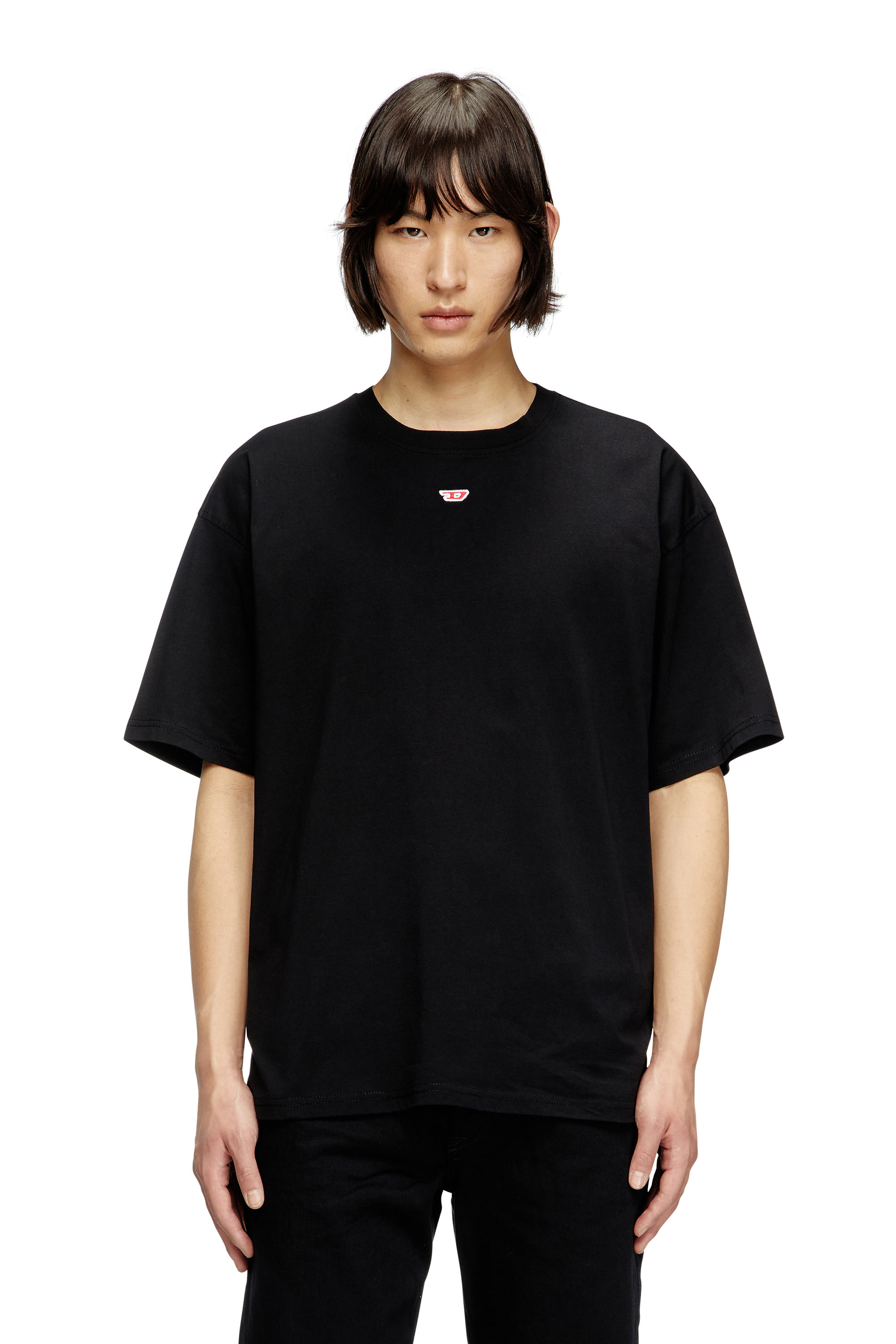 Diesel - T-BOXT-D, Unisex's T-shirt with embroidered D patch in Black - 3