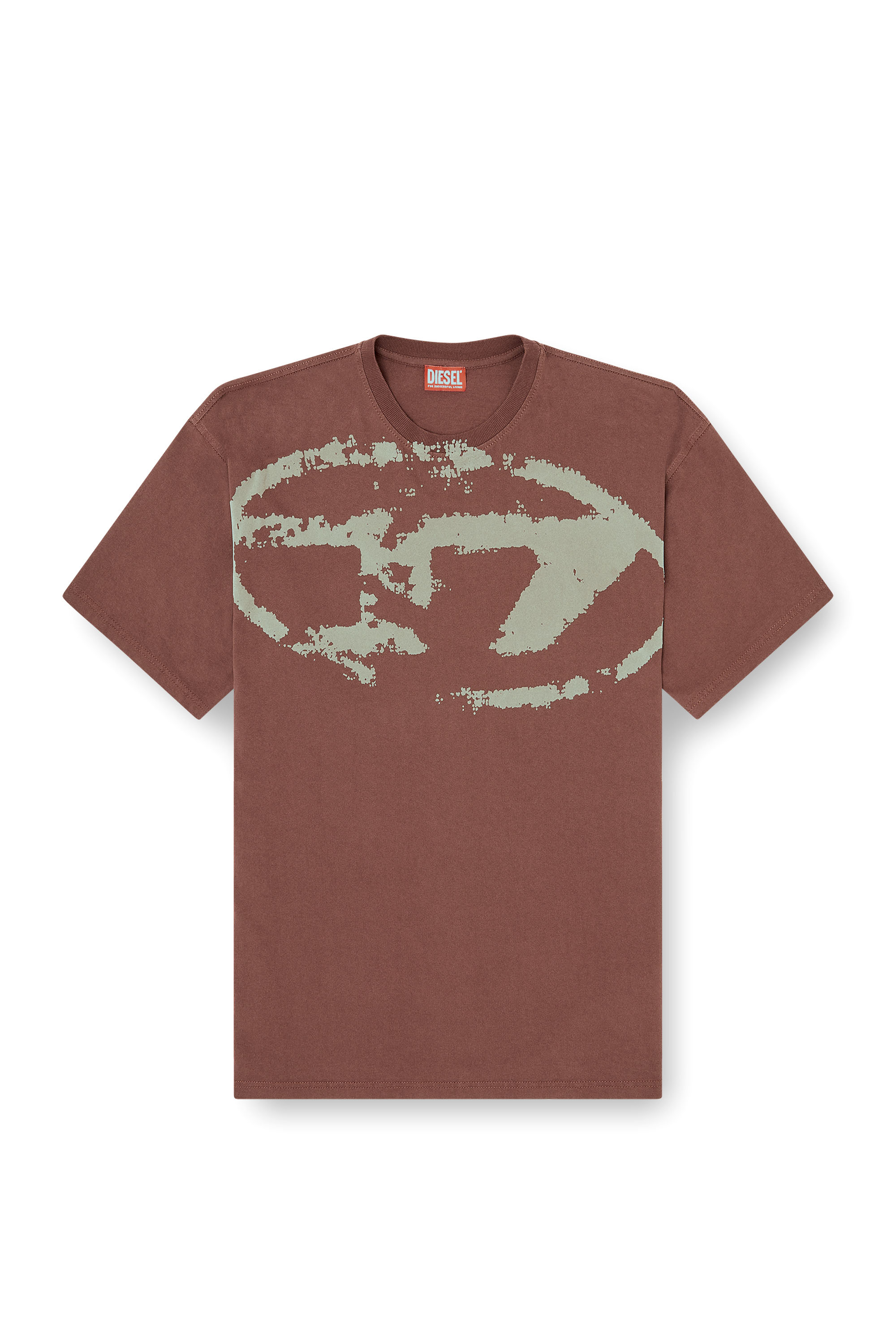 Diesel - T-BOXT-N14, Man's T-shirt with distressed flocked logo in Brown - 2