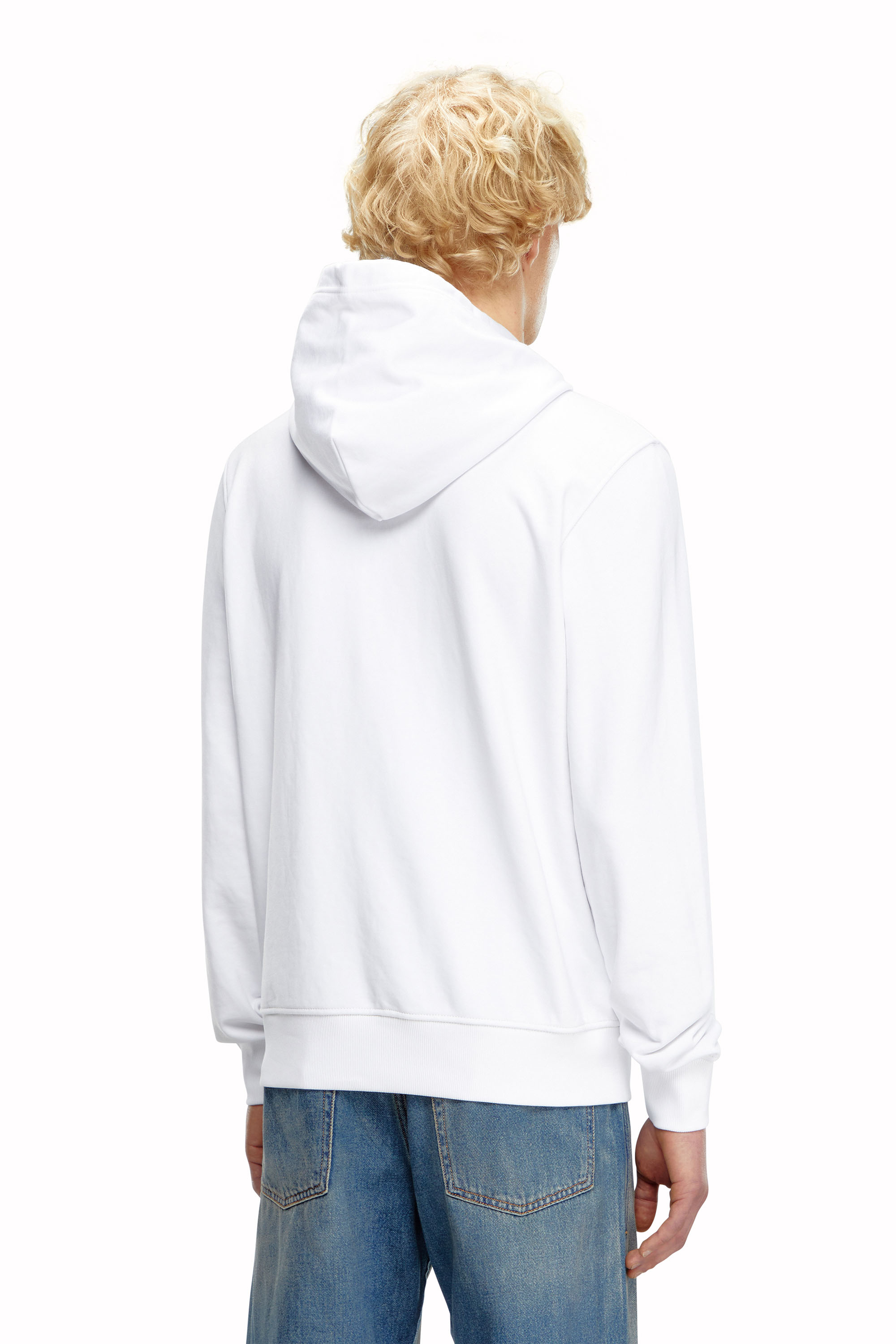 Diesel - S-GINN-HOOD-K45, Man's Hoodie with flocked logo in White - 4