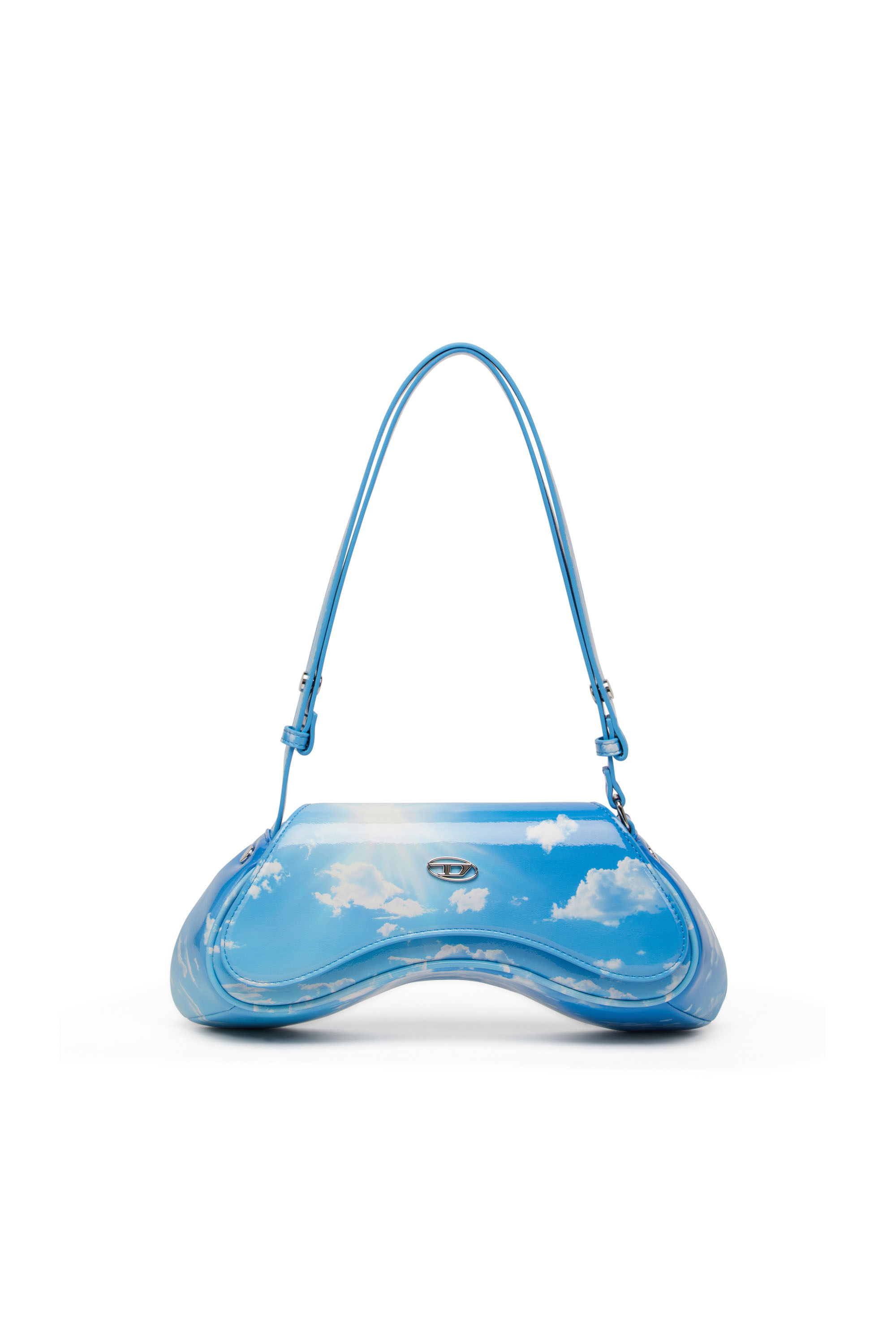 Diesel - PLAY CROSSBODY, Woman's Play-Shoulder bag in printed glossy PU in Light Blue - 1