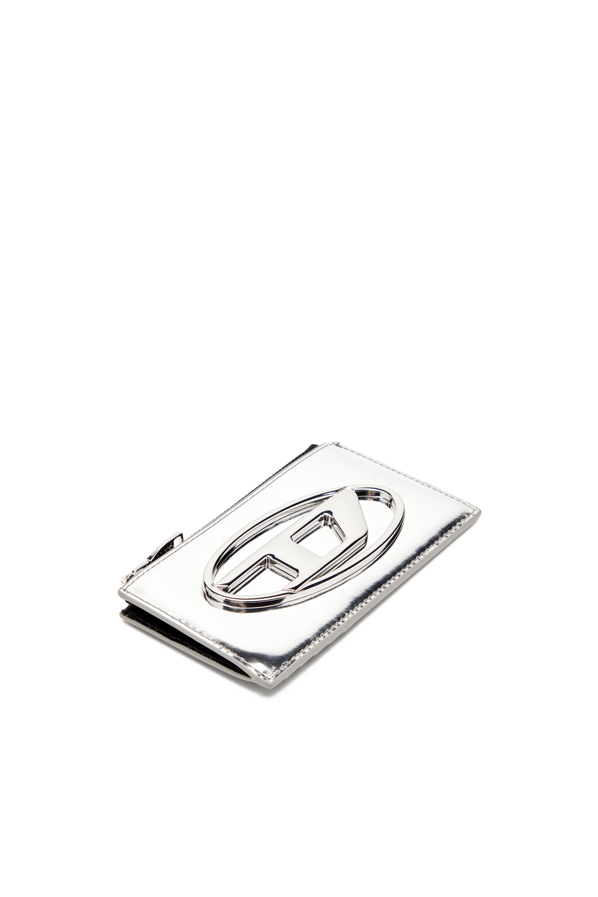 Diesel - 1DR CARD HOLDER III, Woman's Card holder in mirror leather in Silver - 4