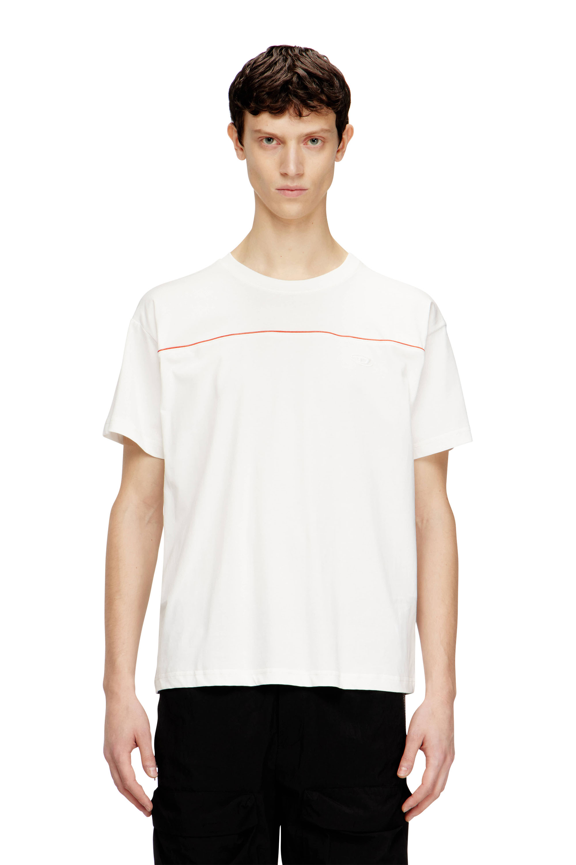 Diesel - T-NORM-PIPING, Man's T-shirt with contrast piping in White - 1