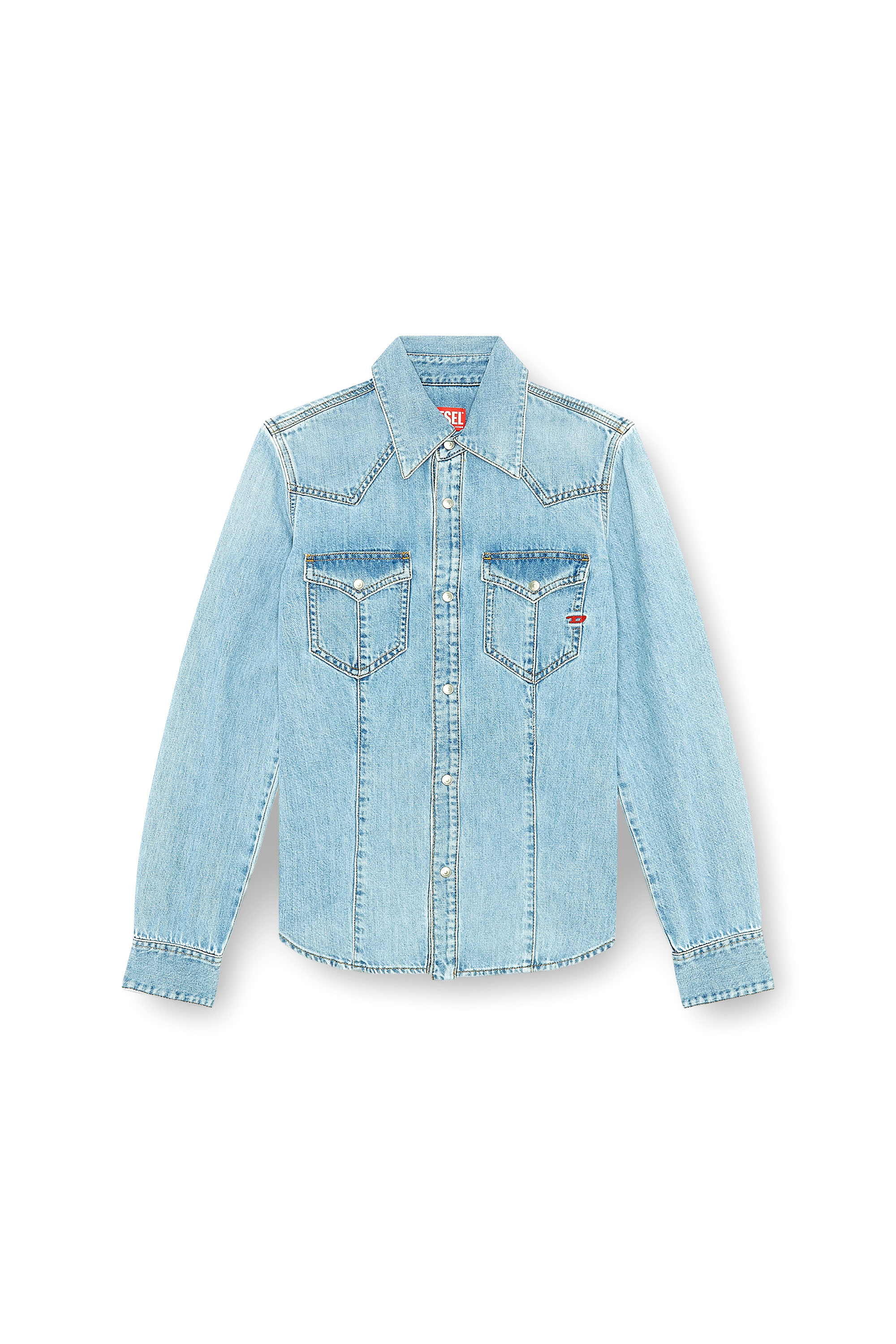 Diesel - DE-WAVES, Woman's Western shirt in denim in Light Blue - 3