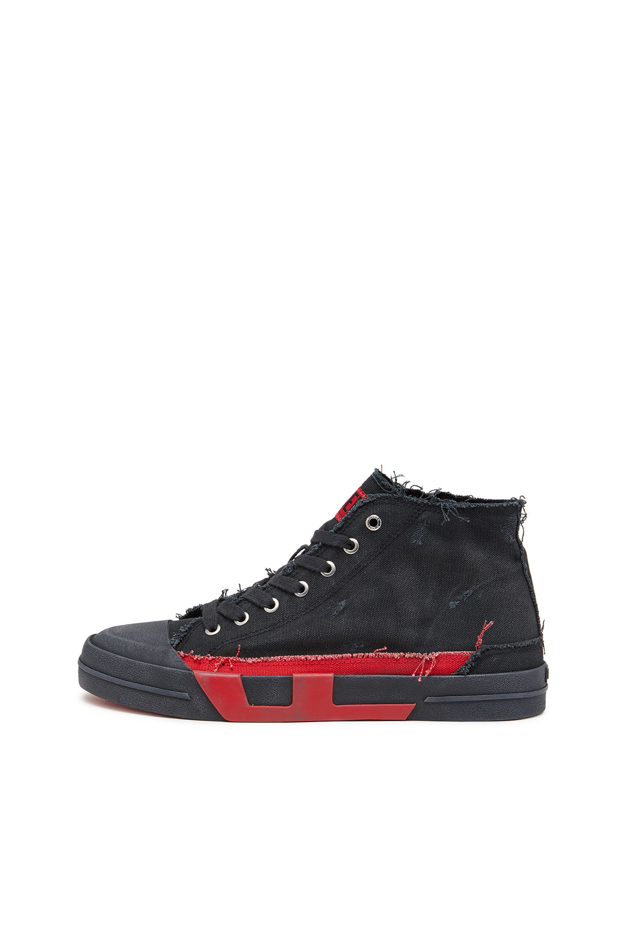 S-D-VERSE MID II, Black/Red Diesel - S-D-VERSE MID II, Man's S-D-Verse-Distressed high-top sneakers in canvas in Black/Red - 8