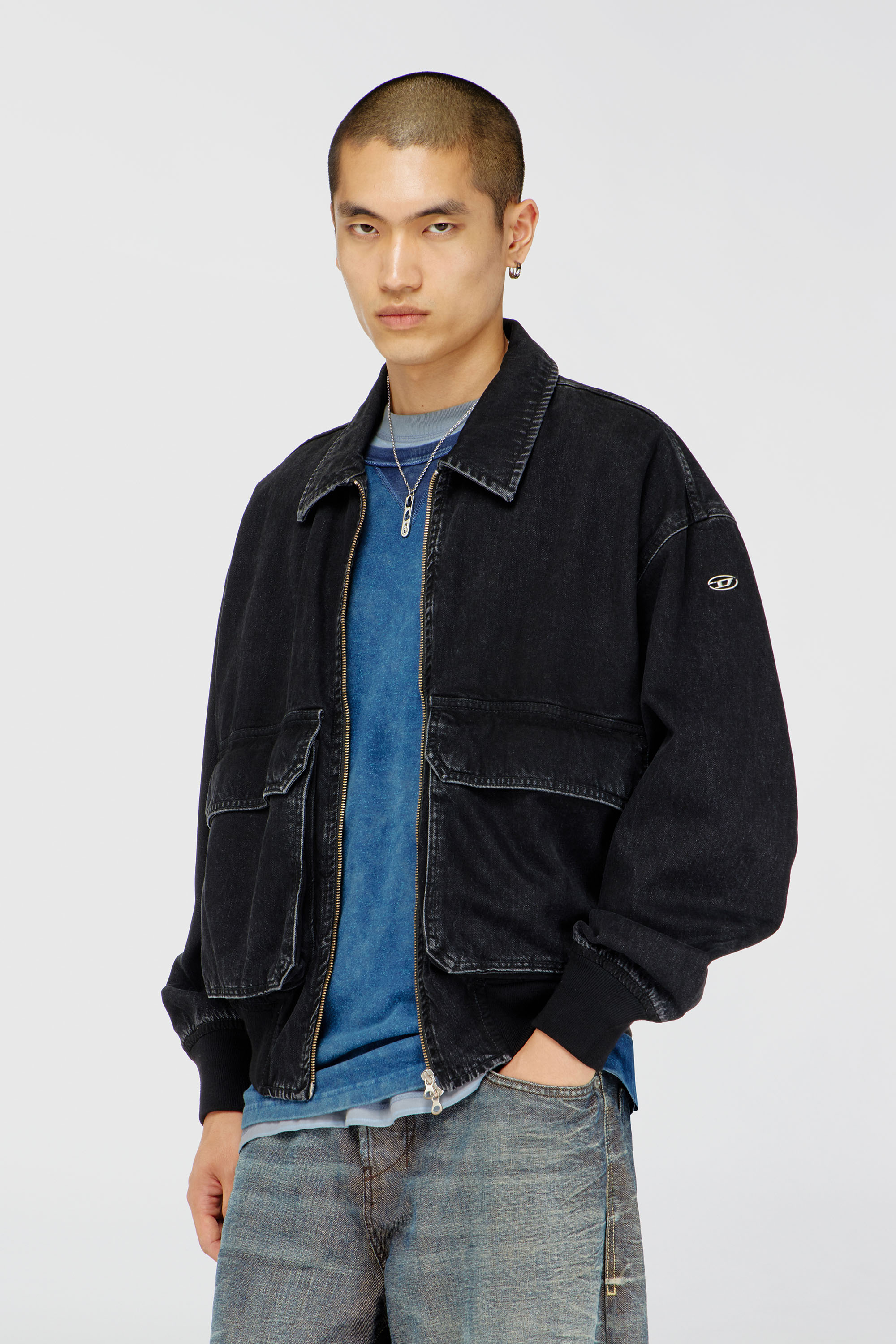 Diesel - D-KURZ, Unisex's Jacket in denim in Black - 1