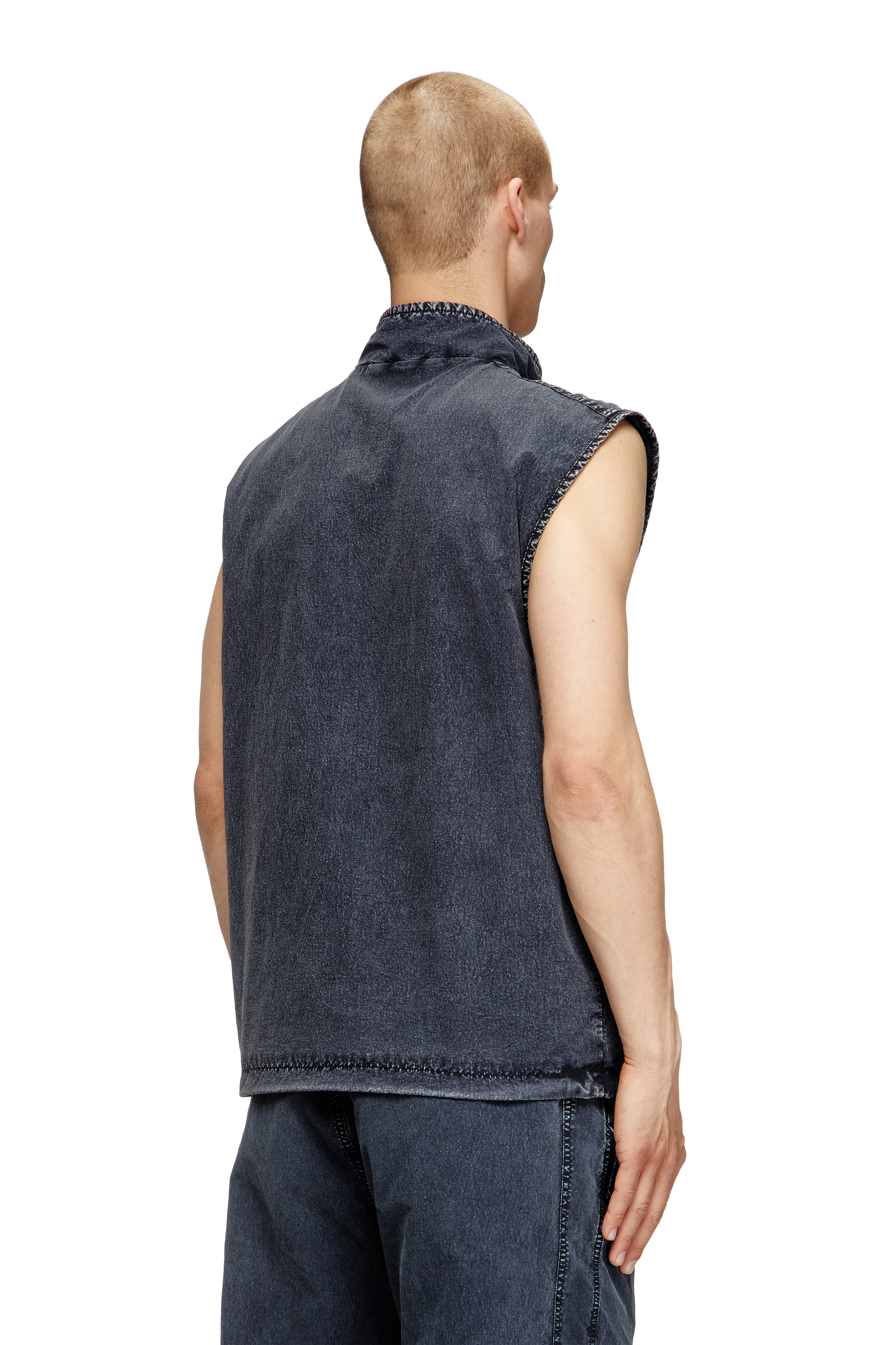 Diesel - J-ERB, Man's Vest in recycled nylon taslan in Dark Blue - 4