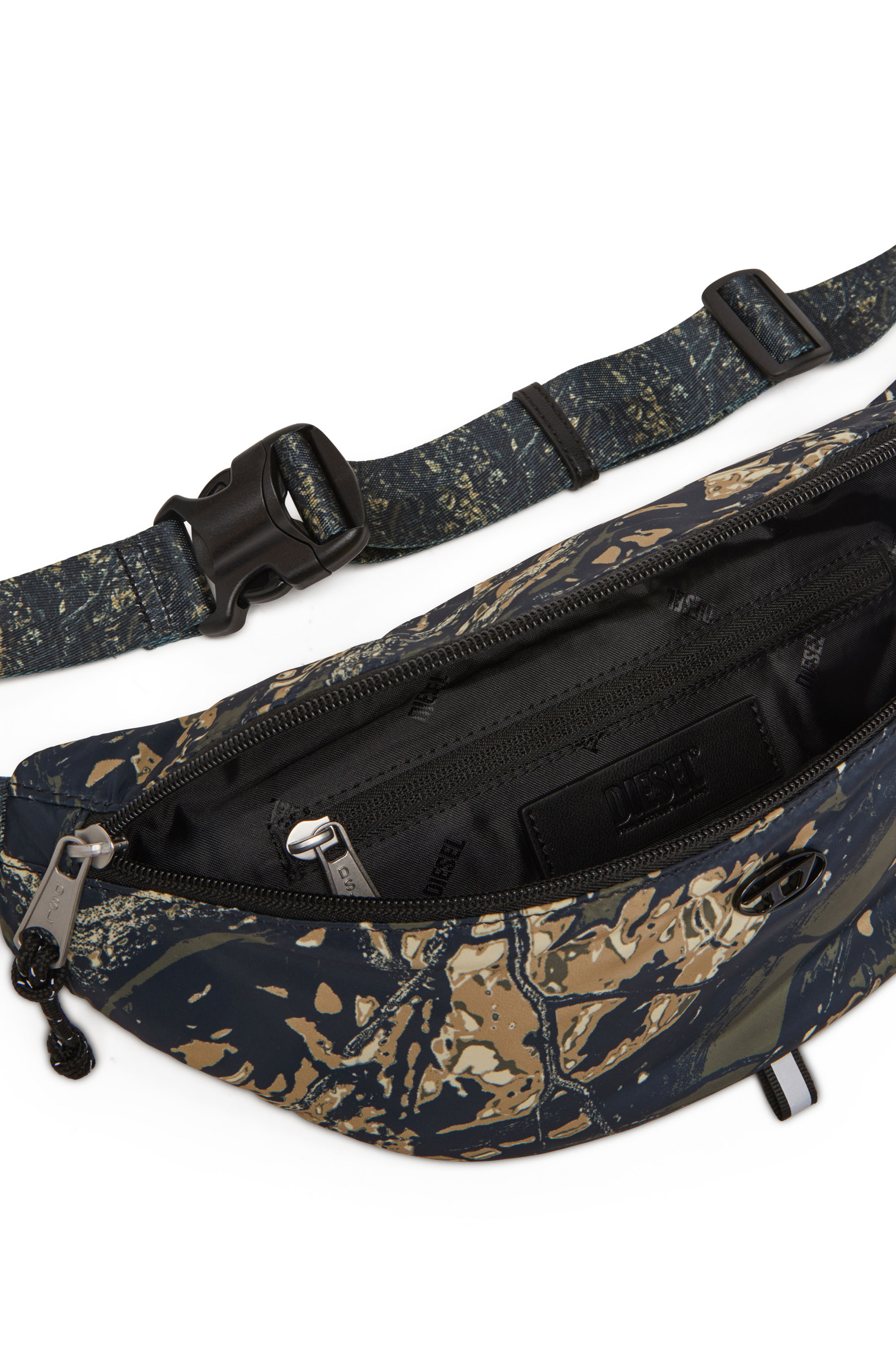 Diesel - D-PACK BELTBAG X, Man's D-Pack-Belt bag in camo-print fabric in Military Green - 4